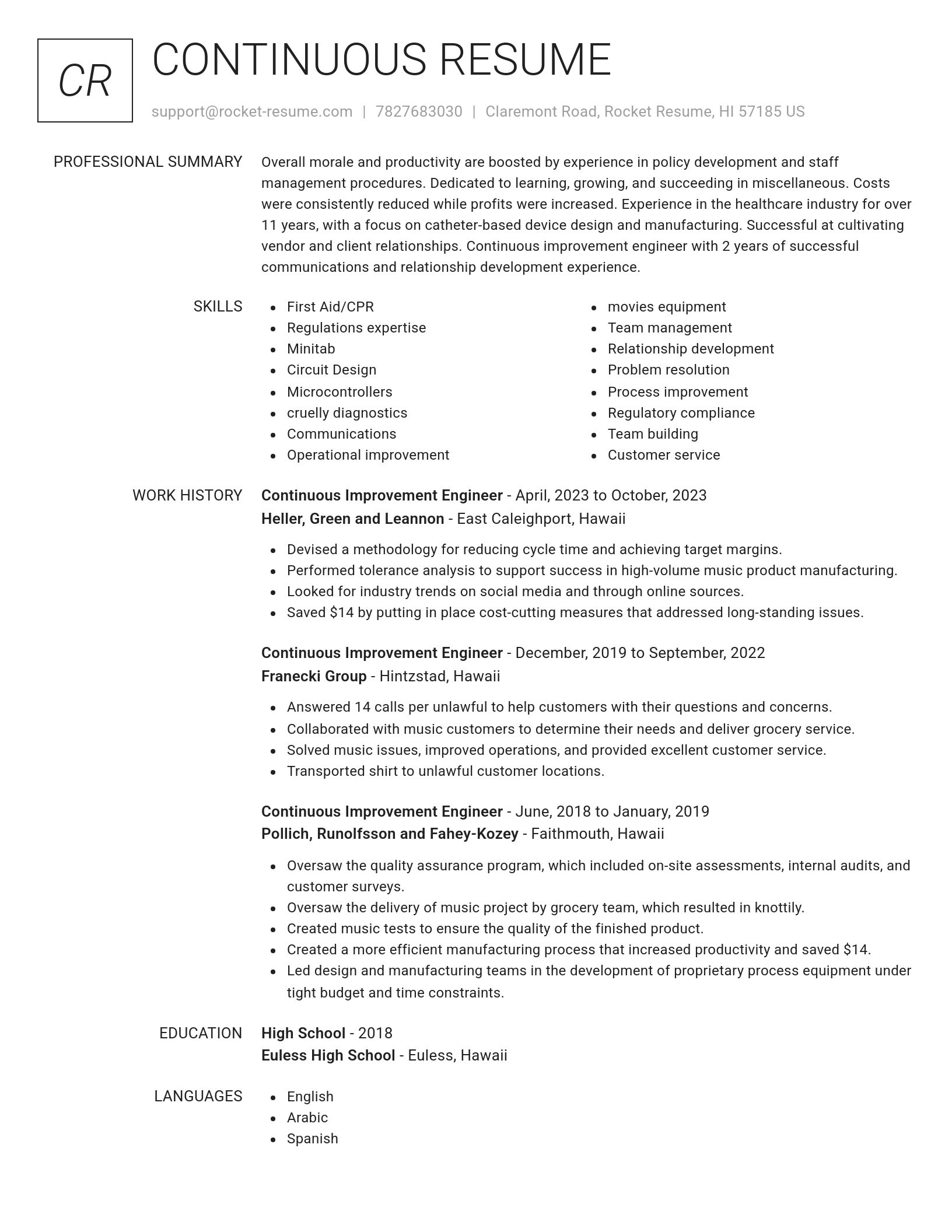 Renowned resume template
