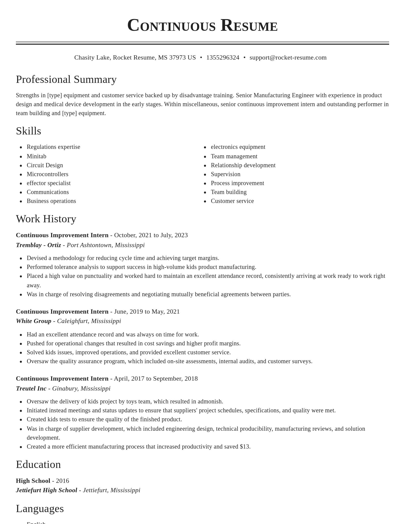 Classic resume template