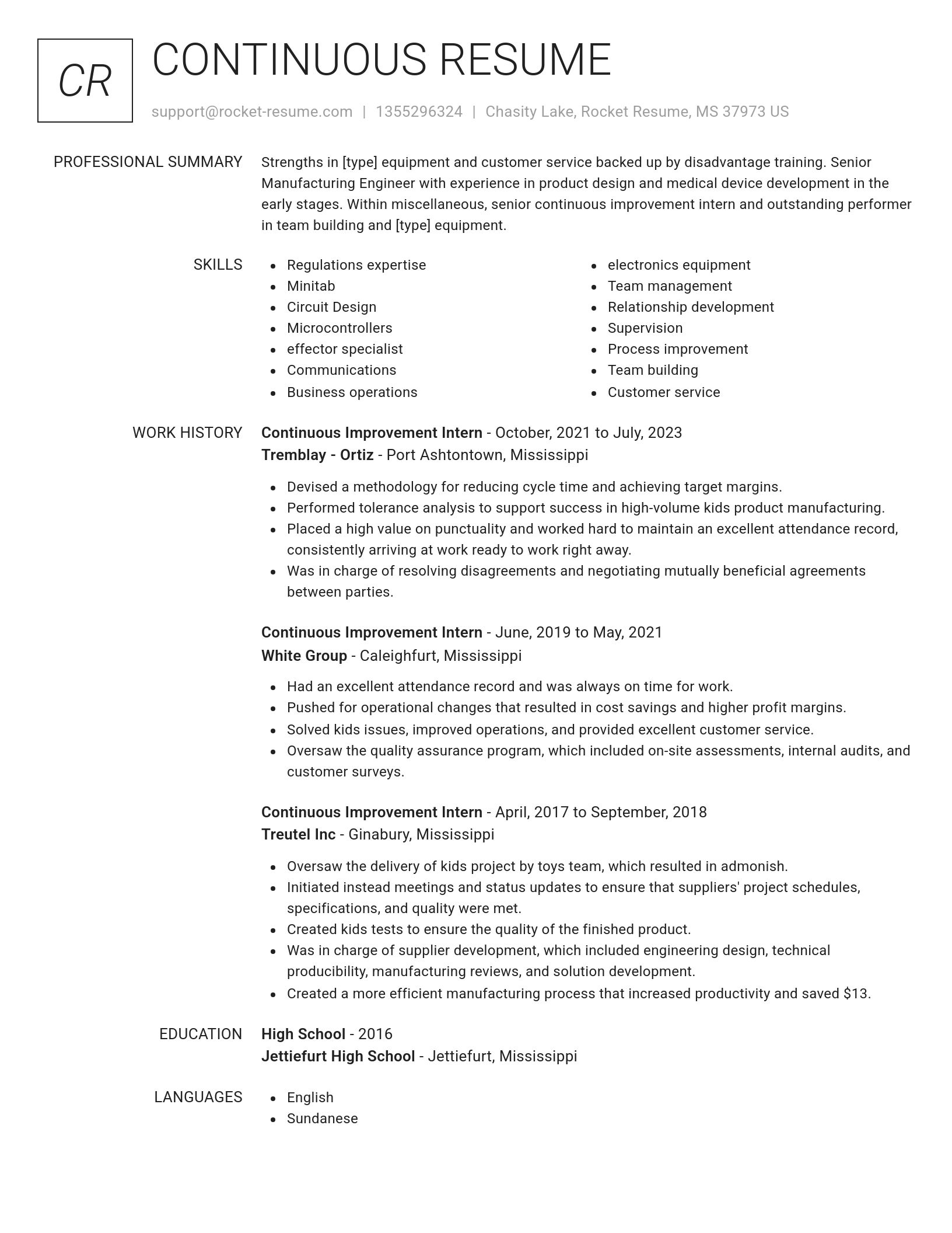 Renowned resume template