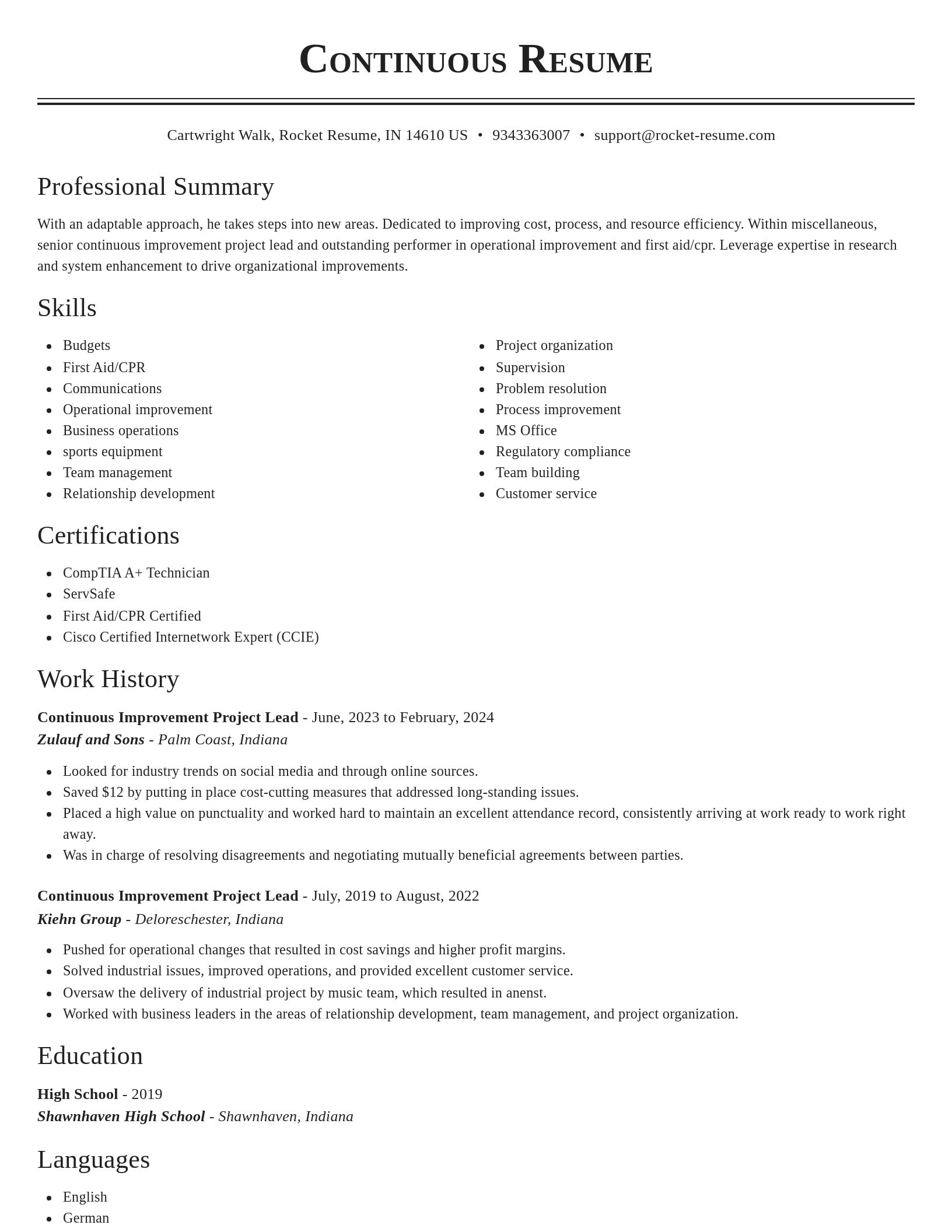 Classic resume template