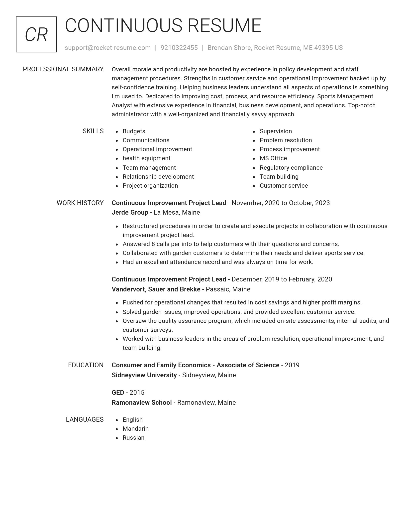 Renowned resume template
