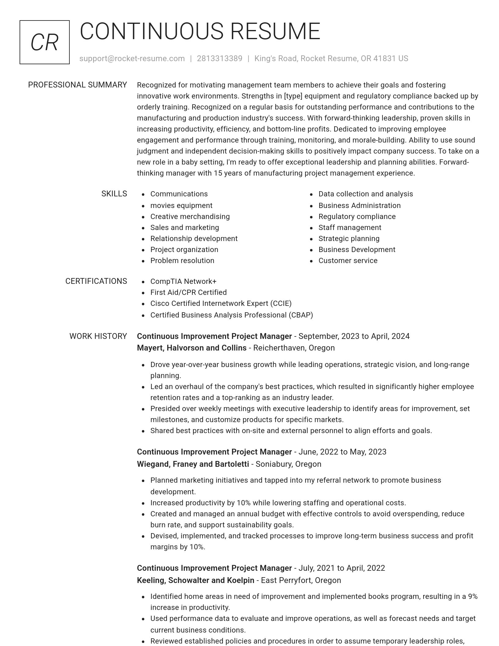Renowned resume template