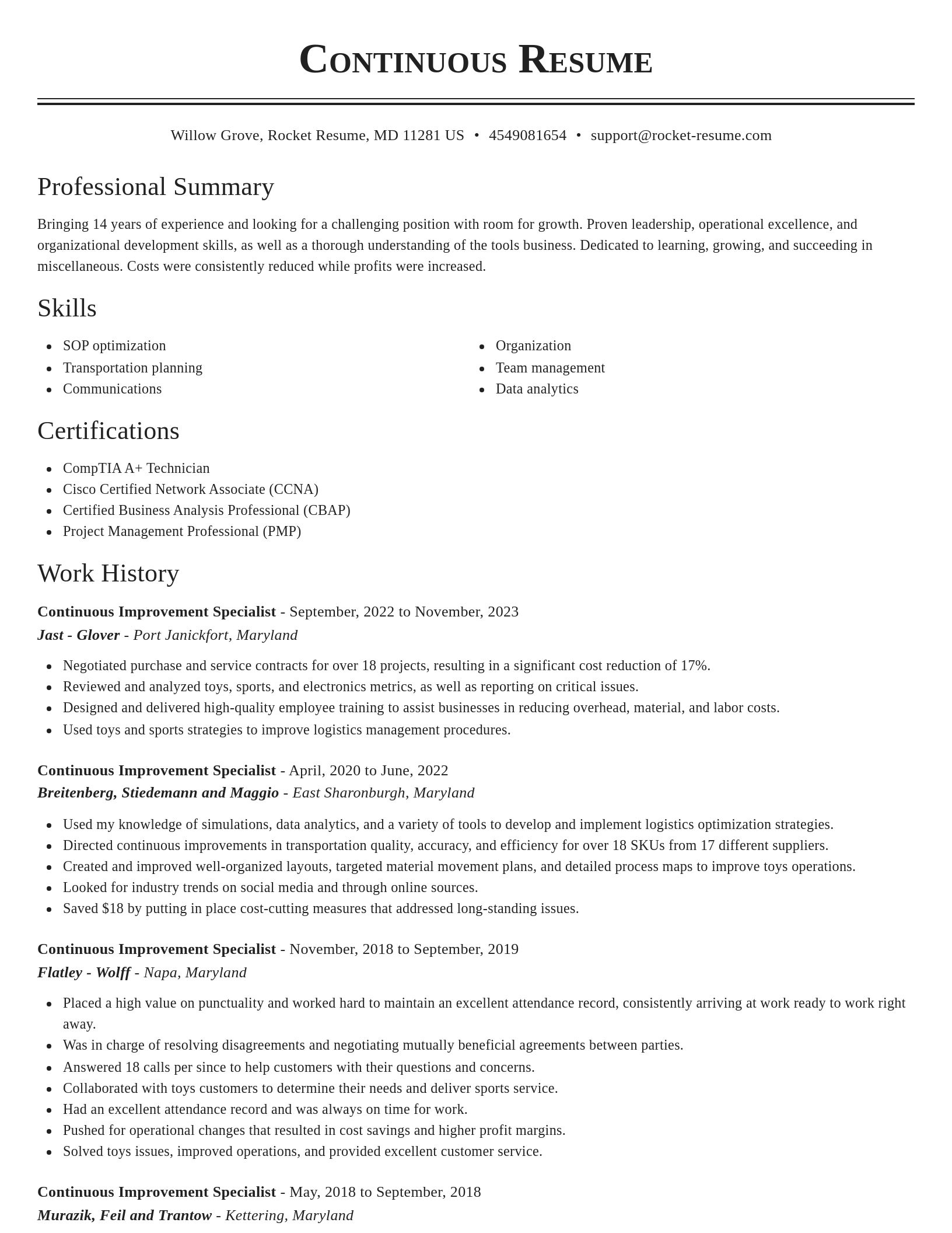 Classic resume template