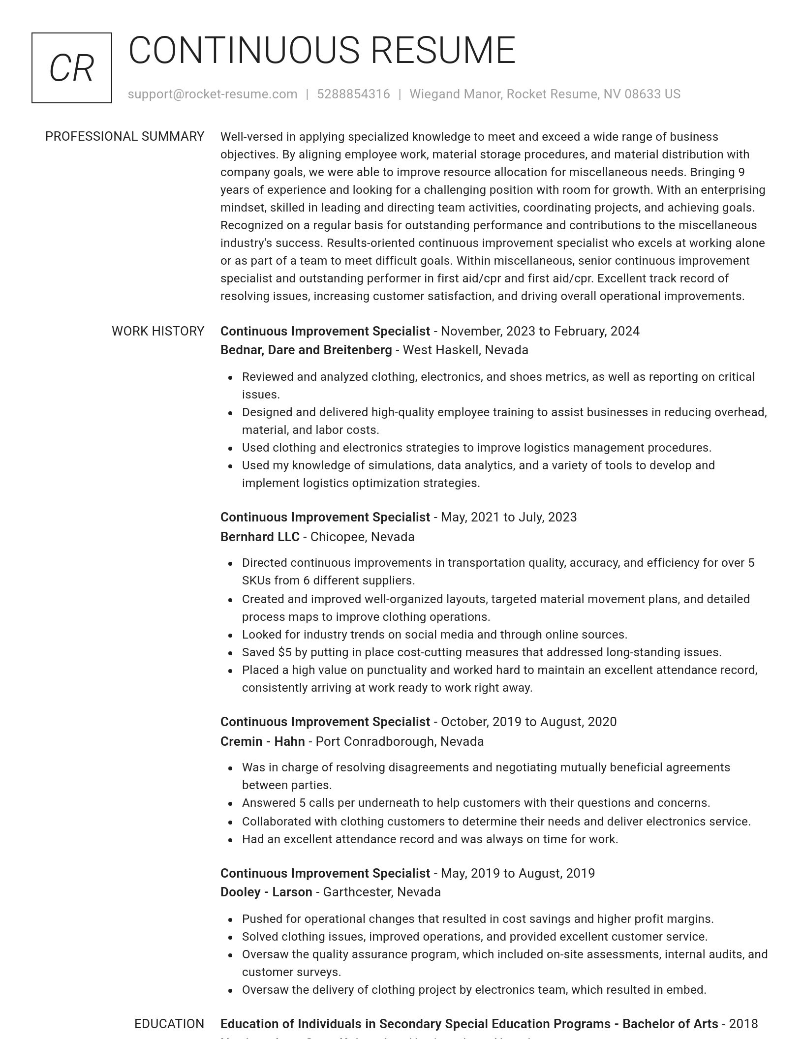 Renowned resume template