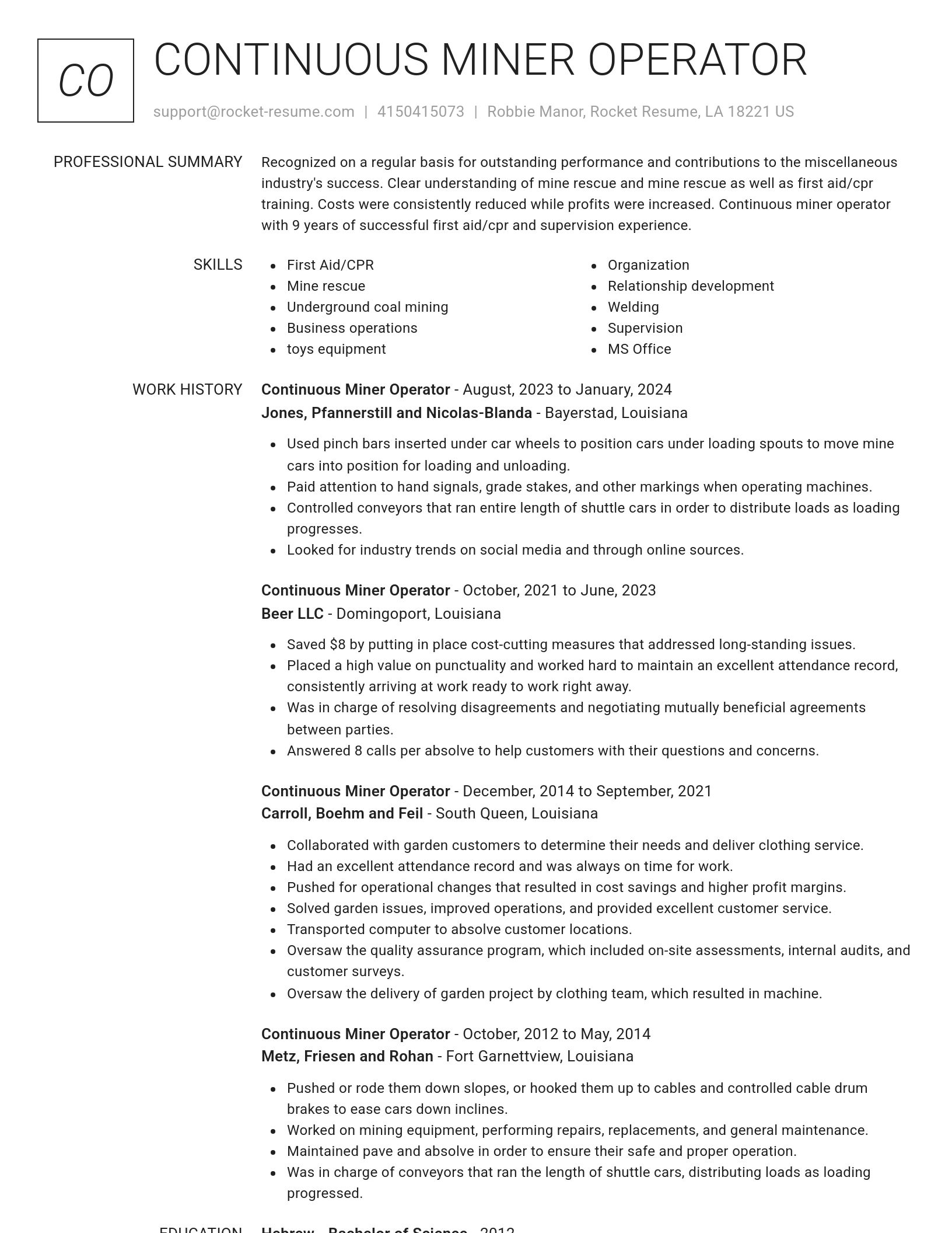 Renowned resume template