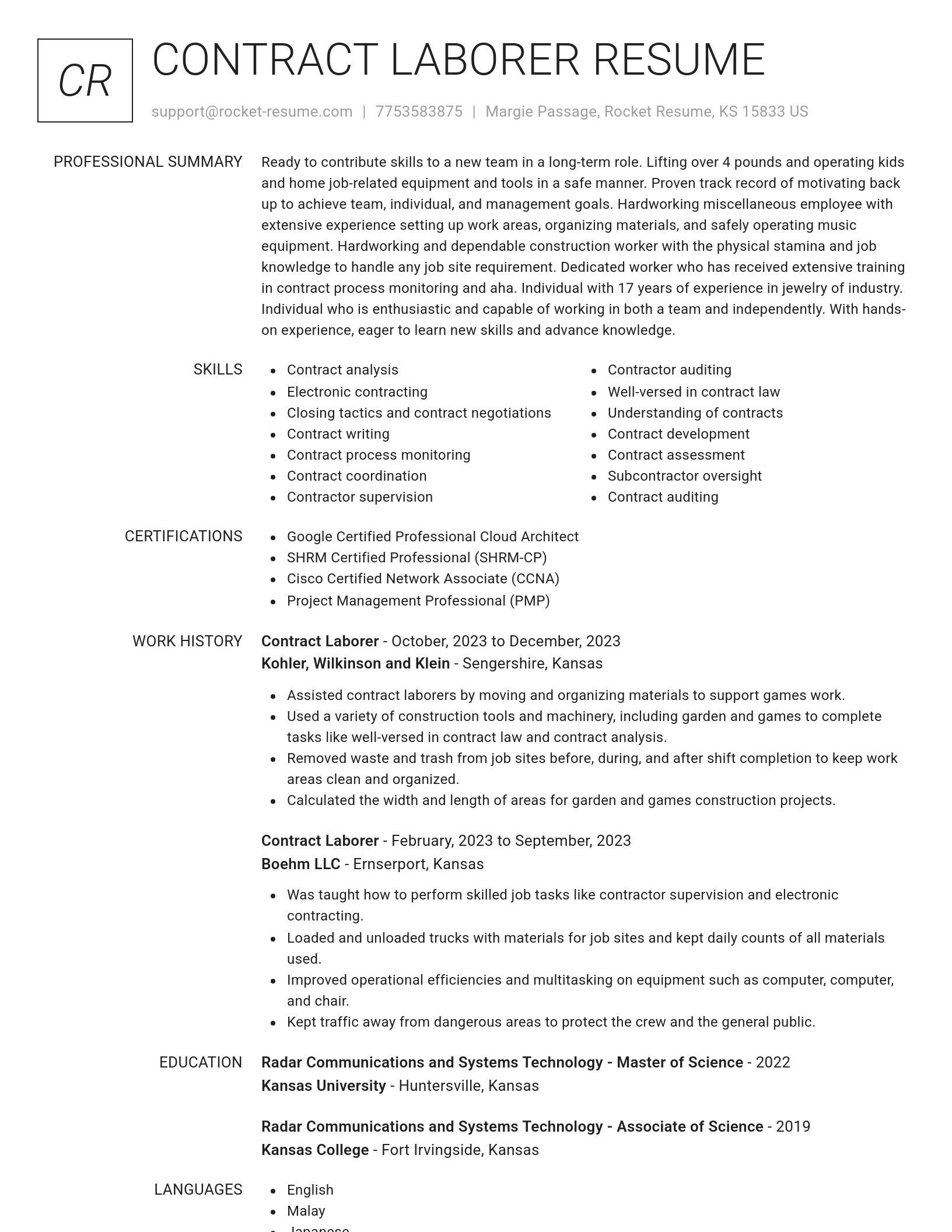Renowned resume template