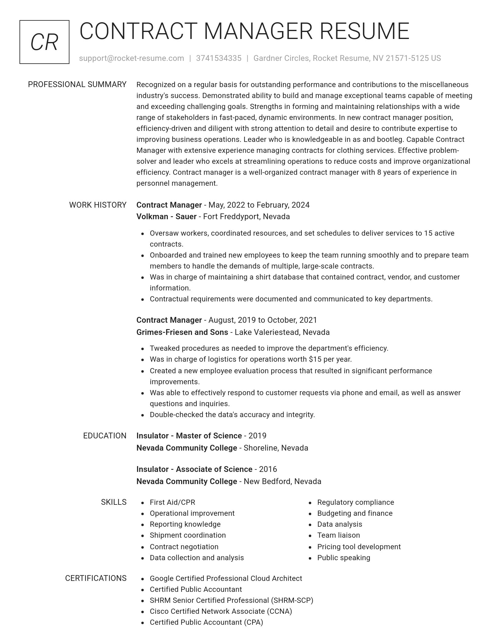 Renowned resume template
