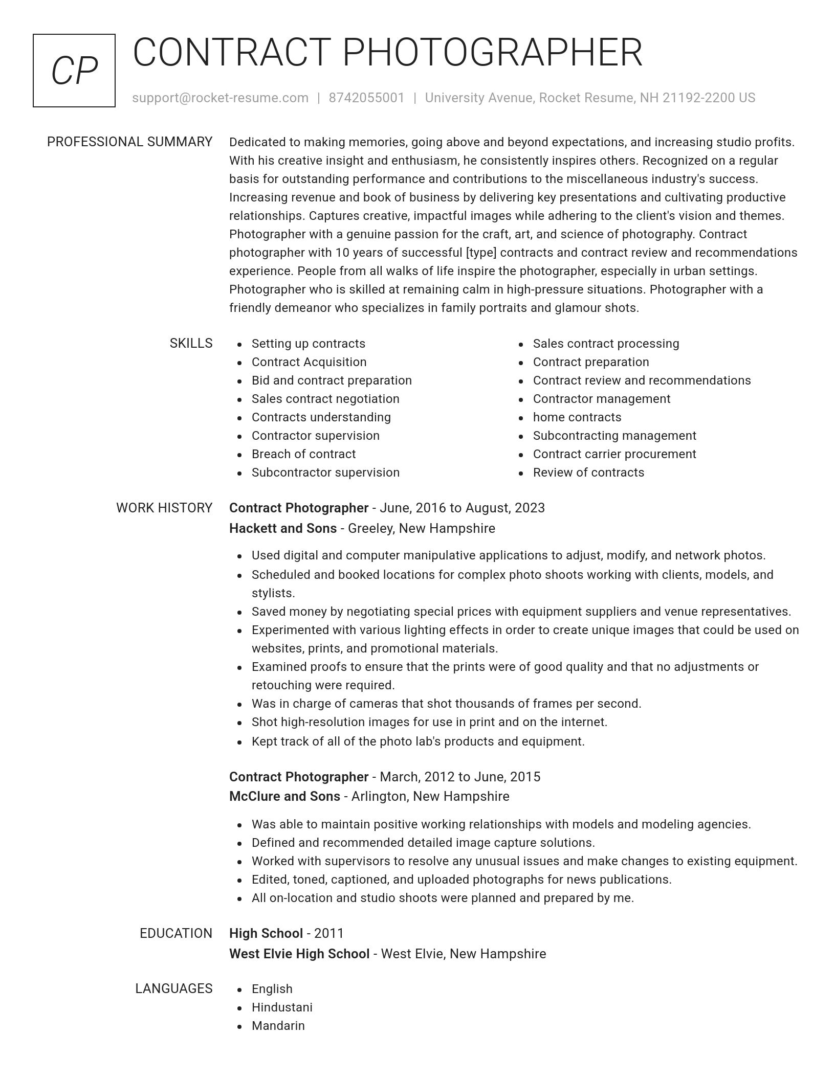 Renowned resume template