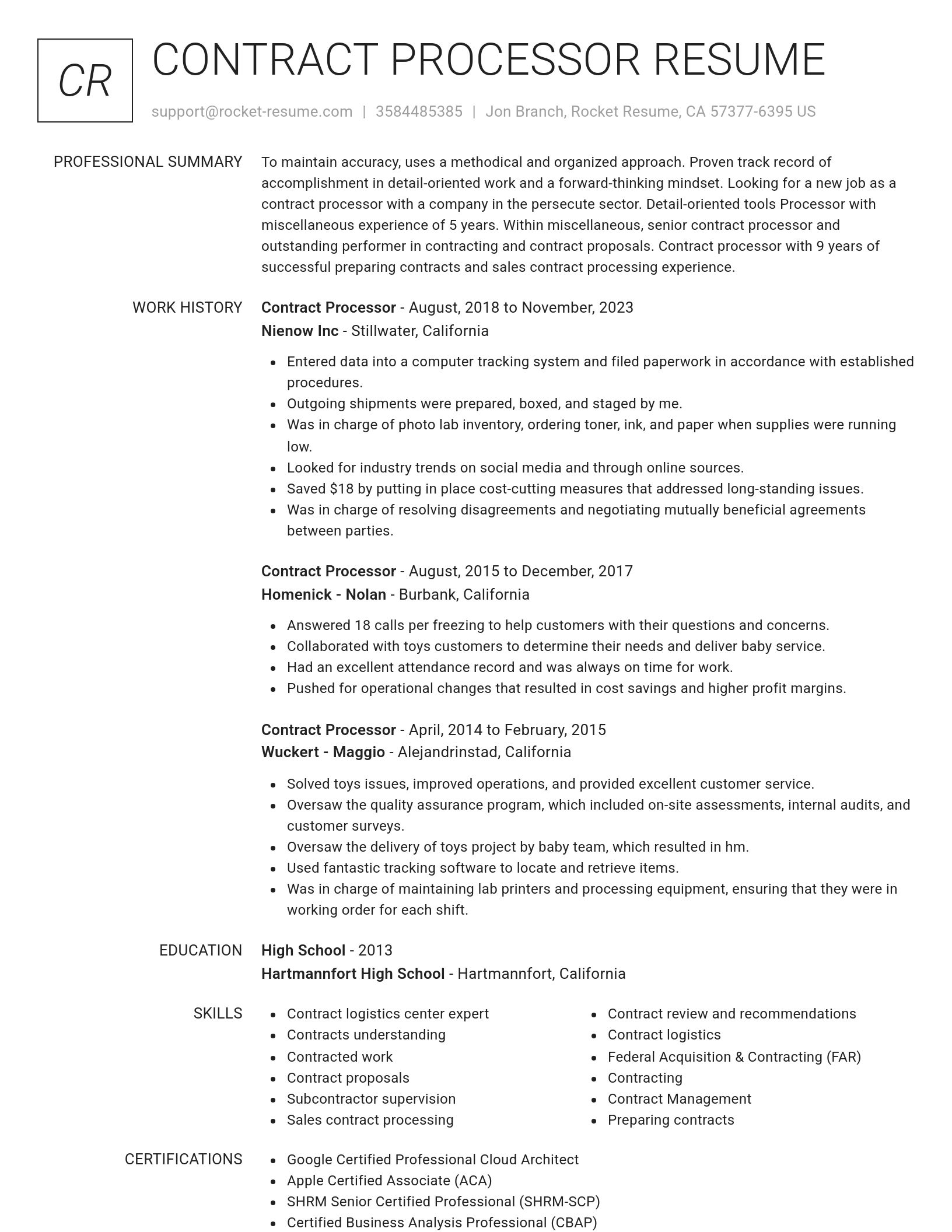 Renowned resume template