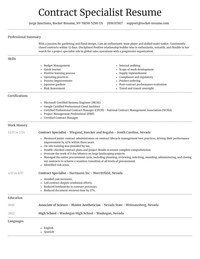 Dignified resume template