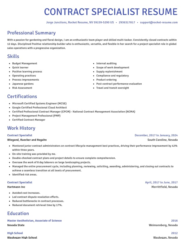 Novel resume template