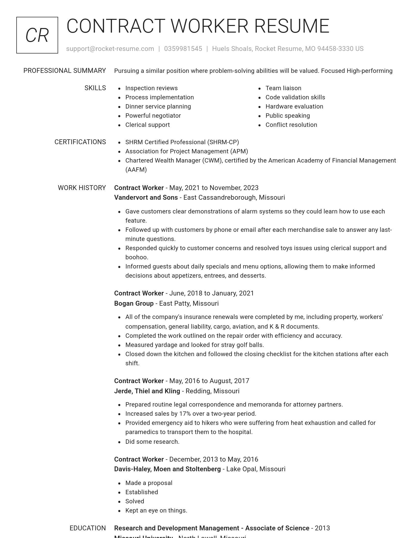 Renowned resume template