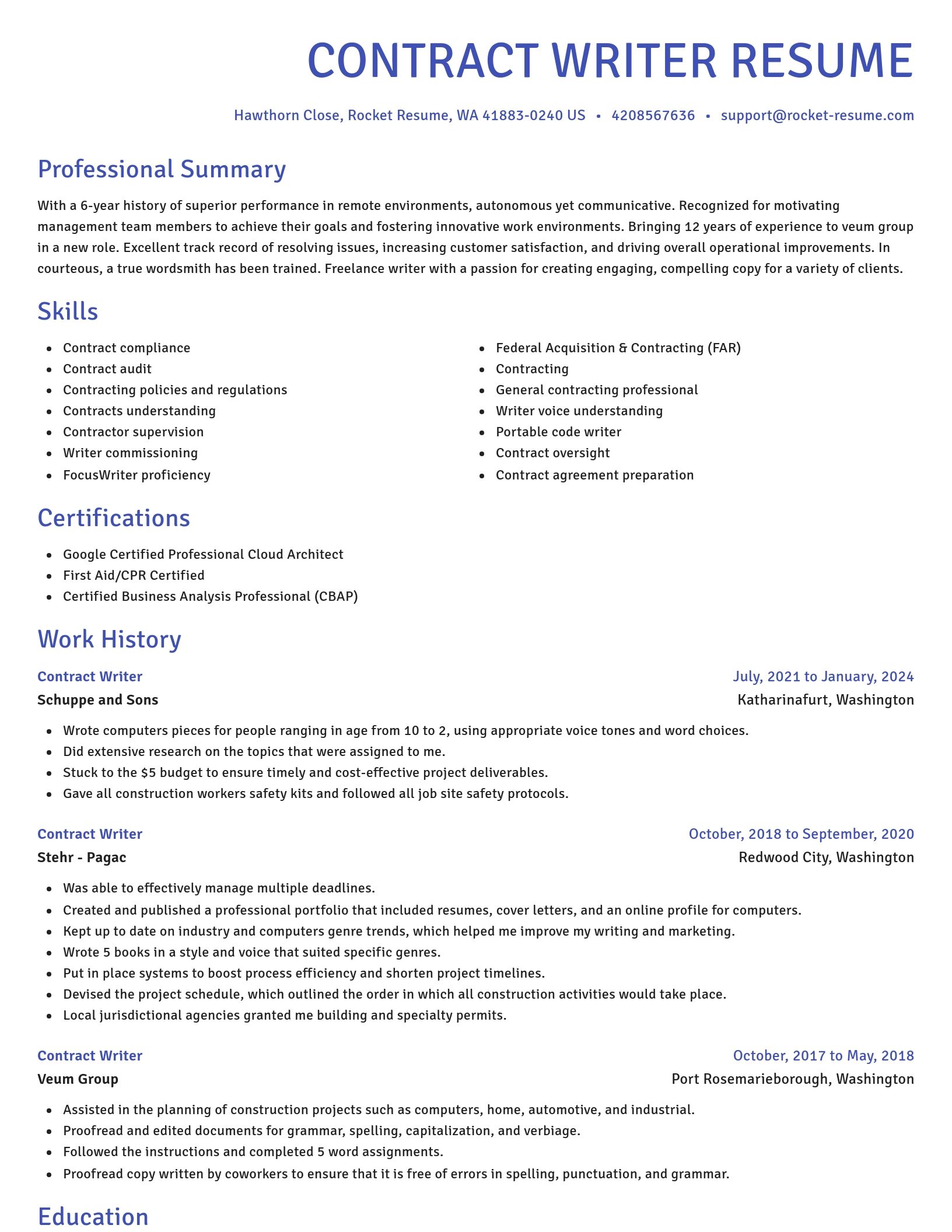 Novel resume template