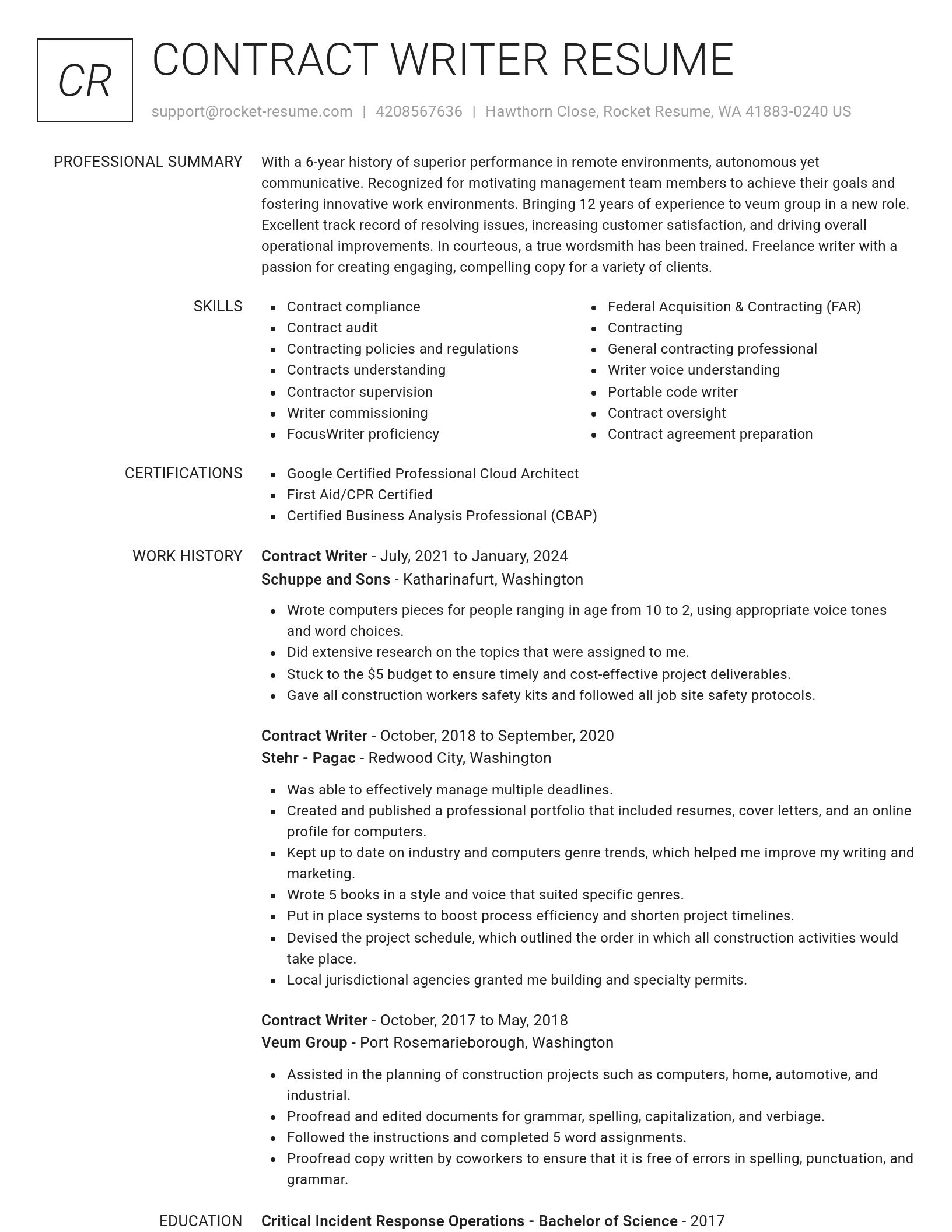 Renowned resume template