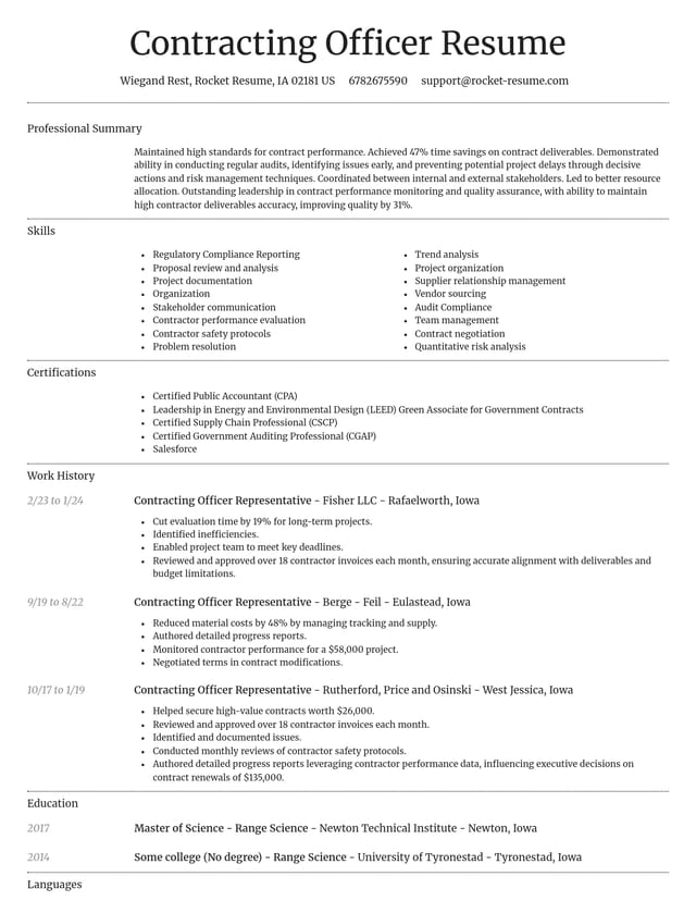 Dignified resume template