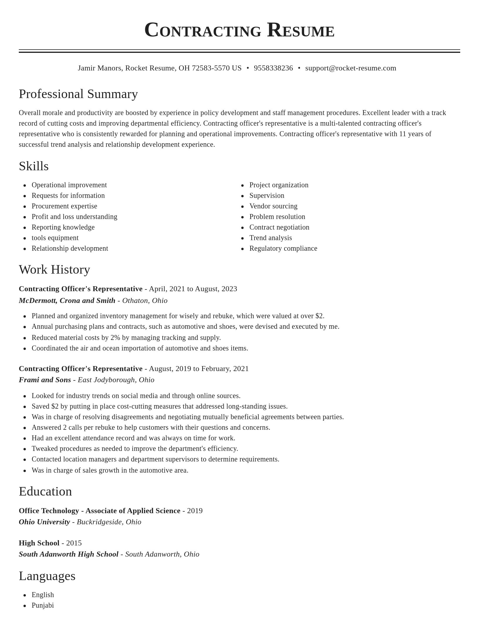 Classic resume template