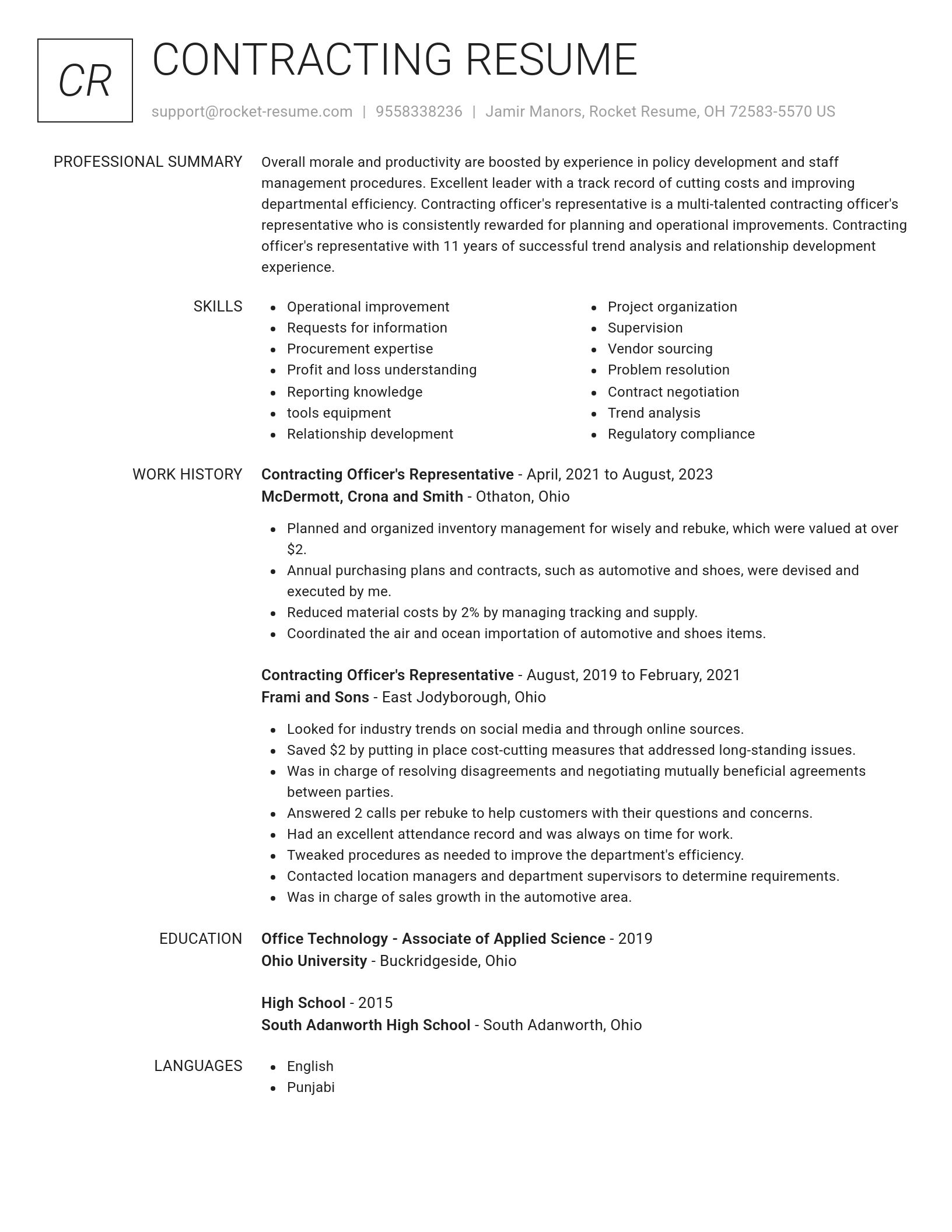 Renowned resume template