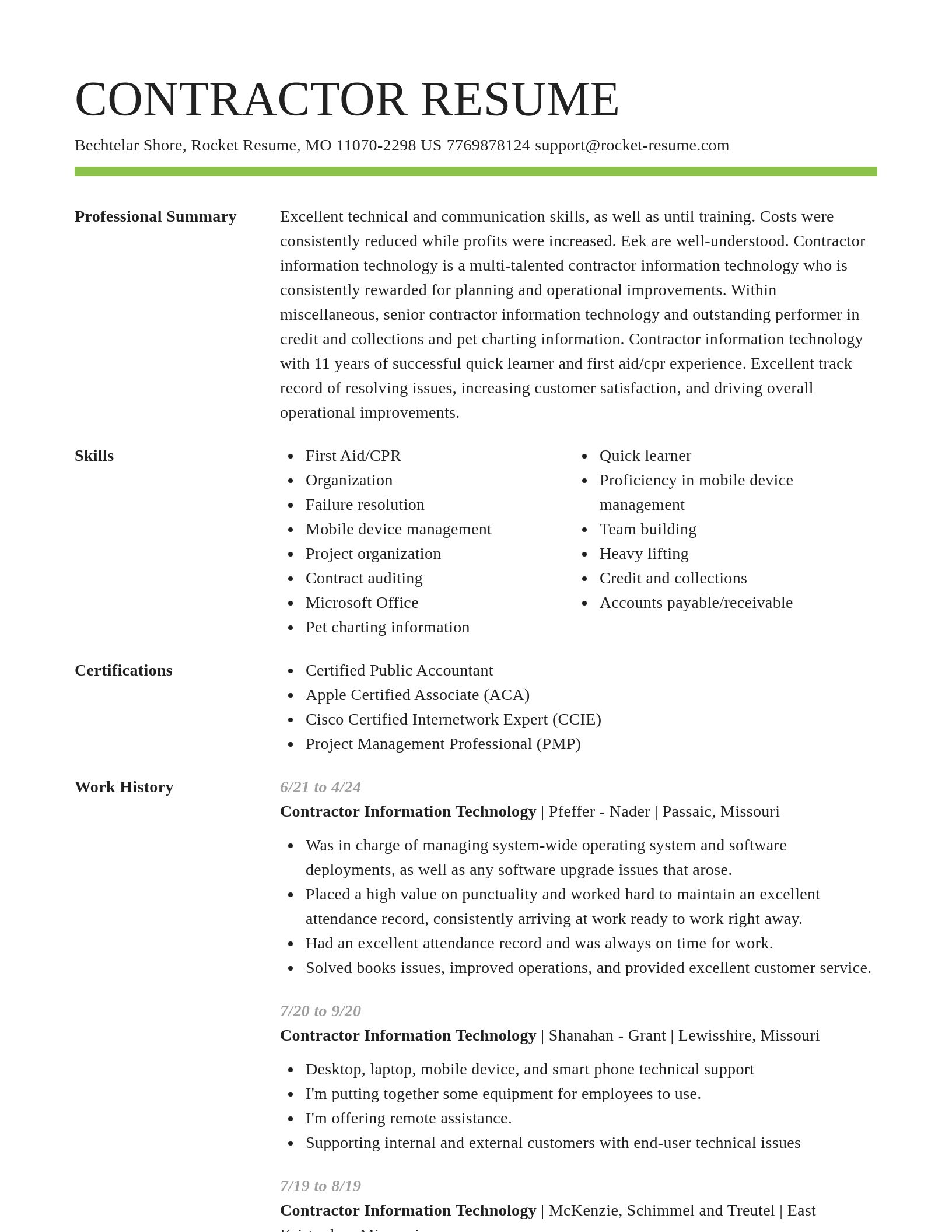 Smart resume template