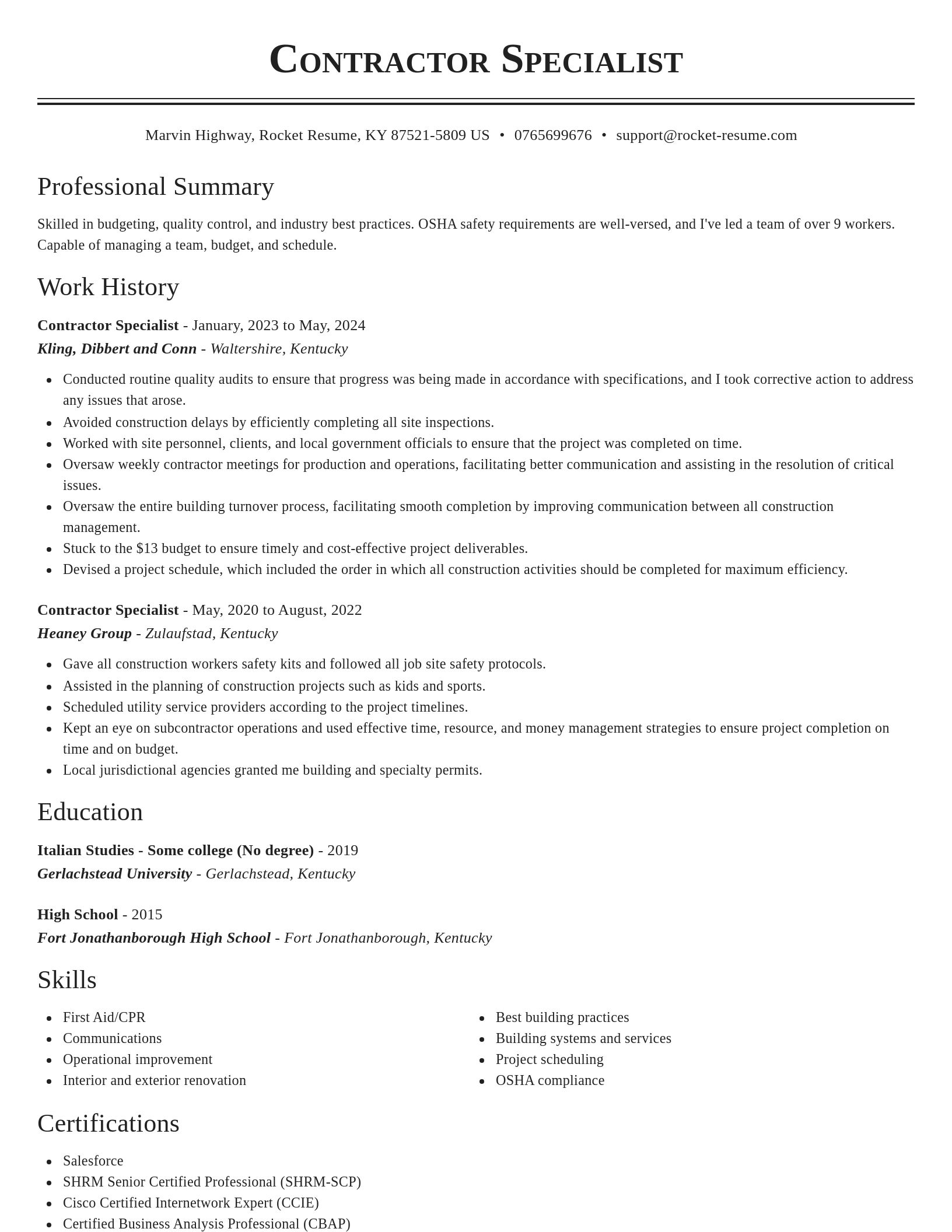 Classic resume template