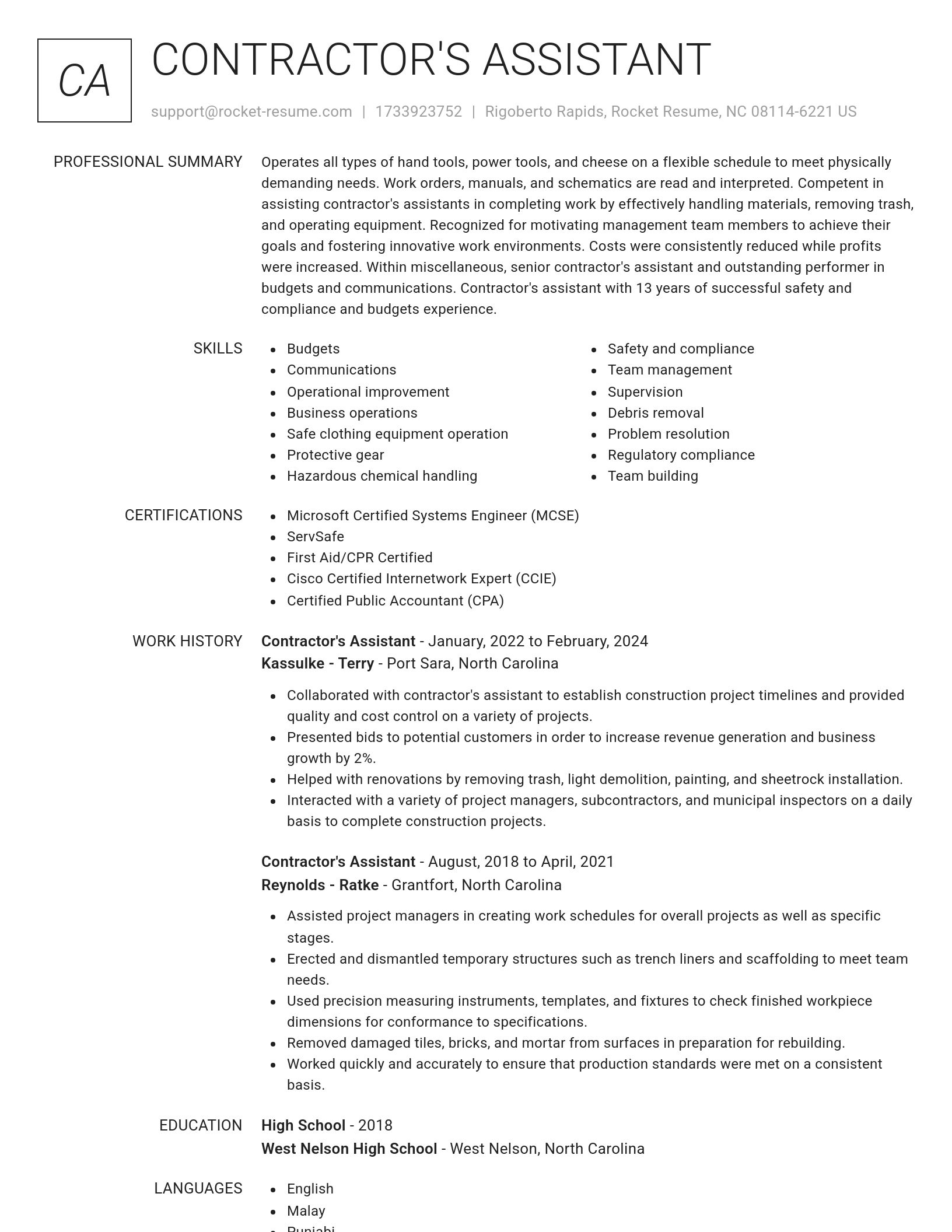 Renowned resume template
