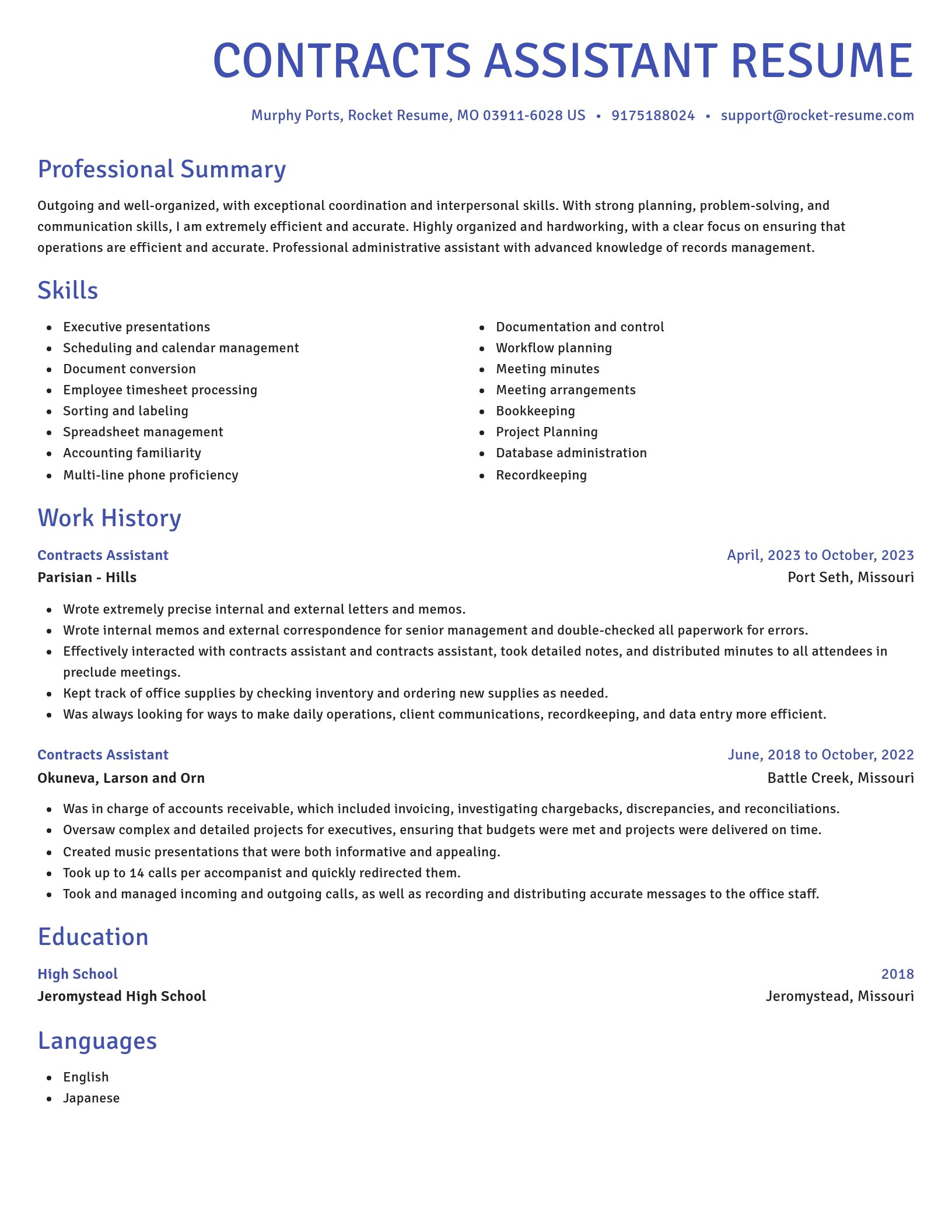 Novel resume template