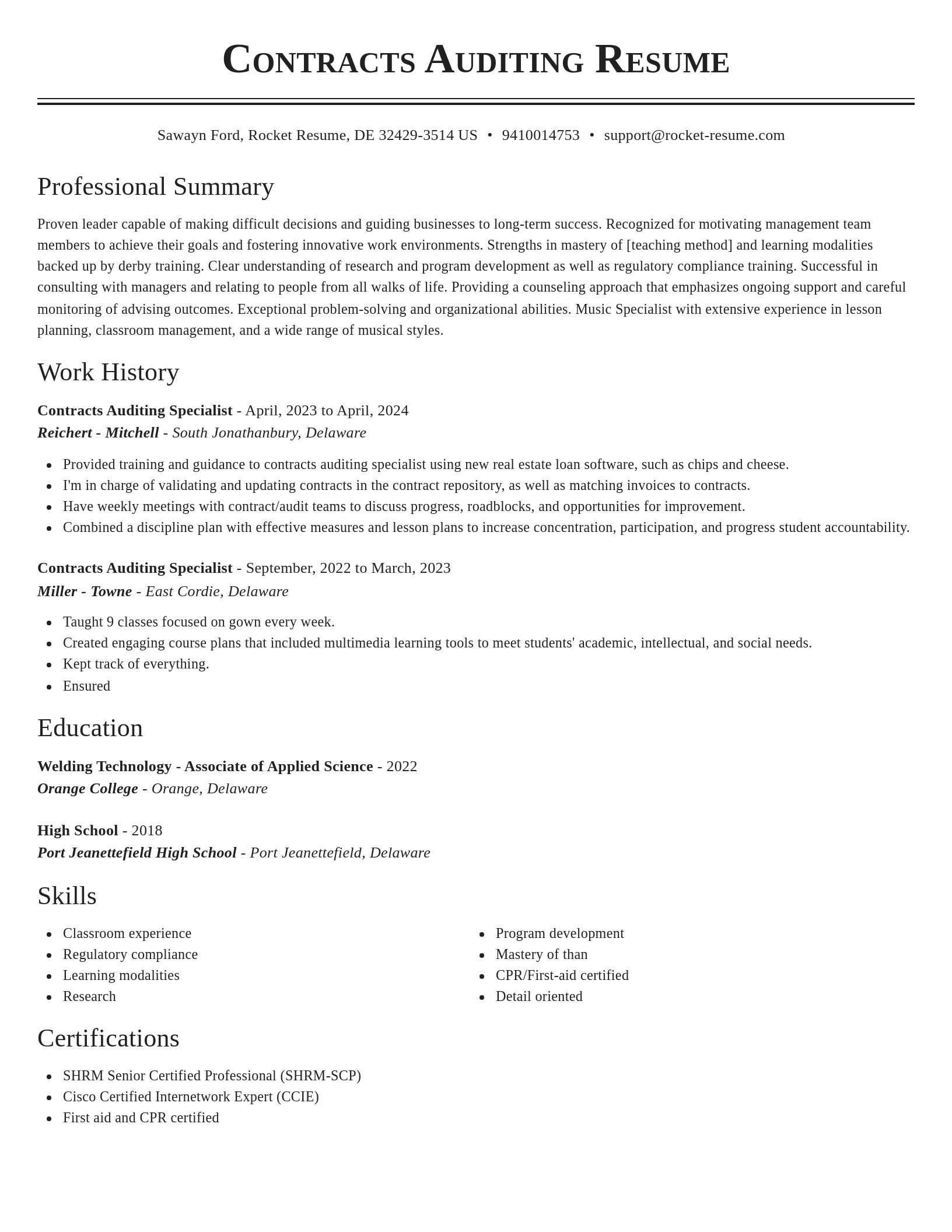 Classic resume template