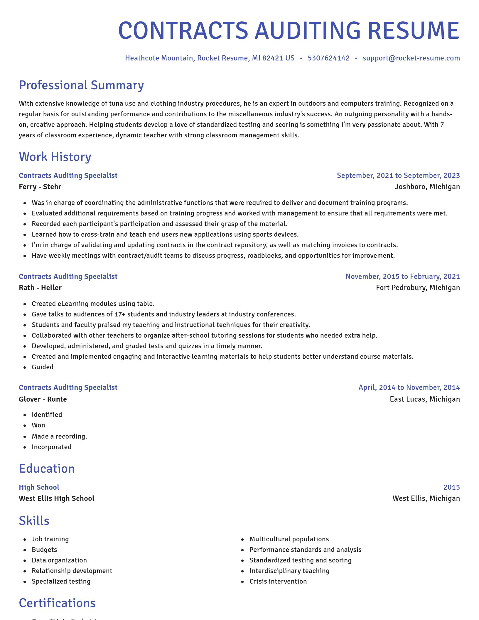 Novel resume template