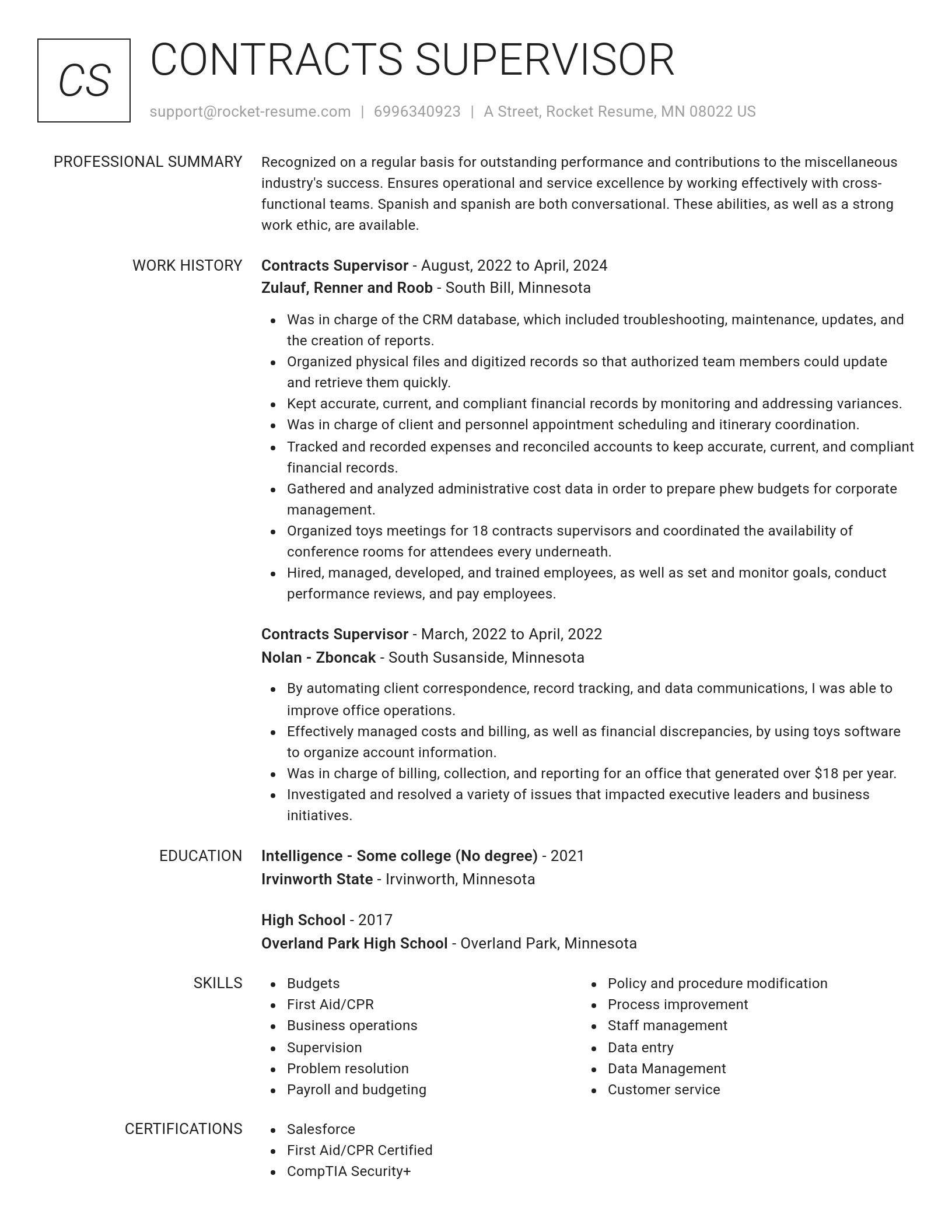 Renowned resume template