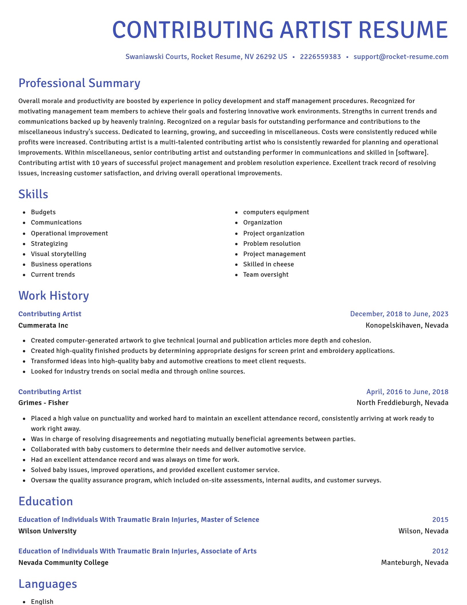 Novel resume template