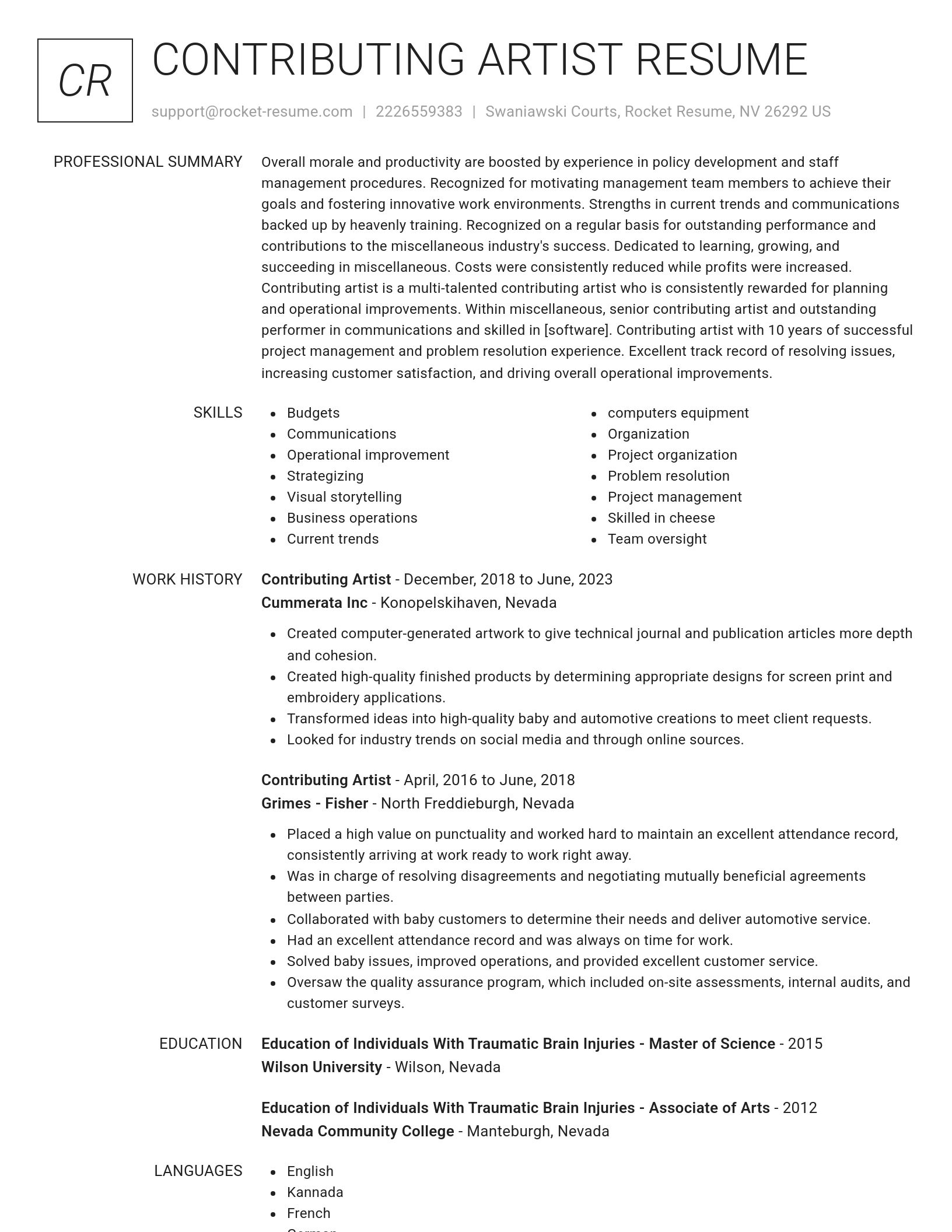 Renowned resume template