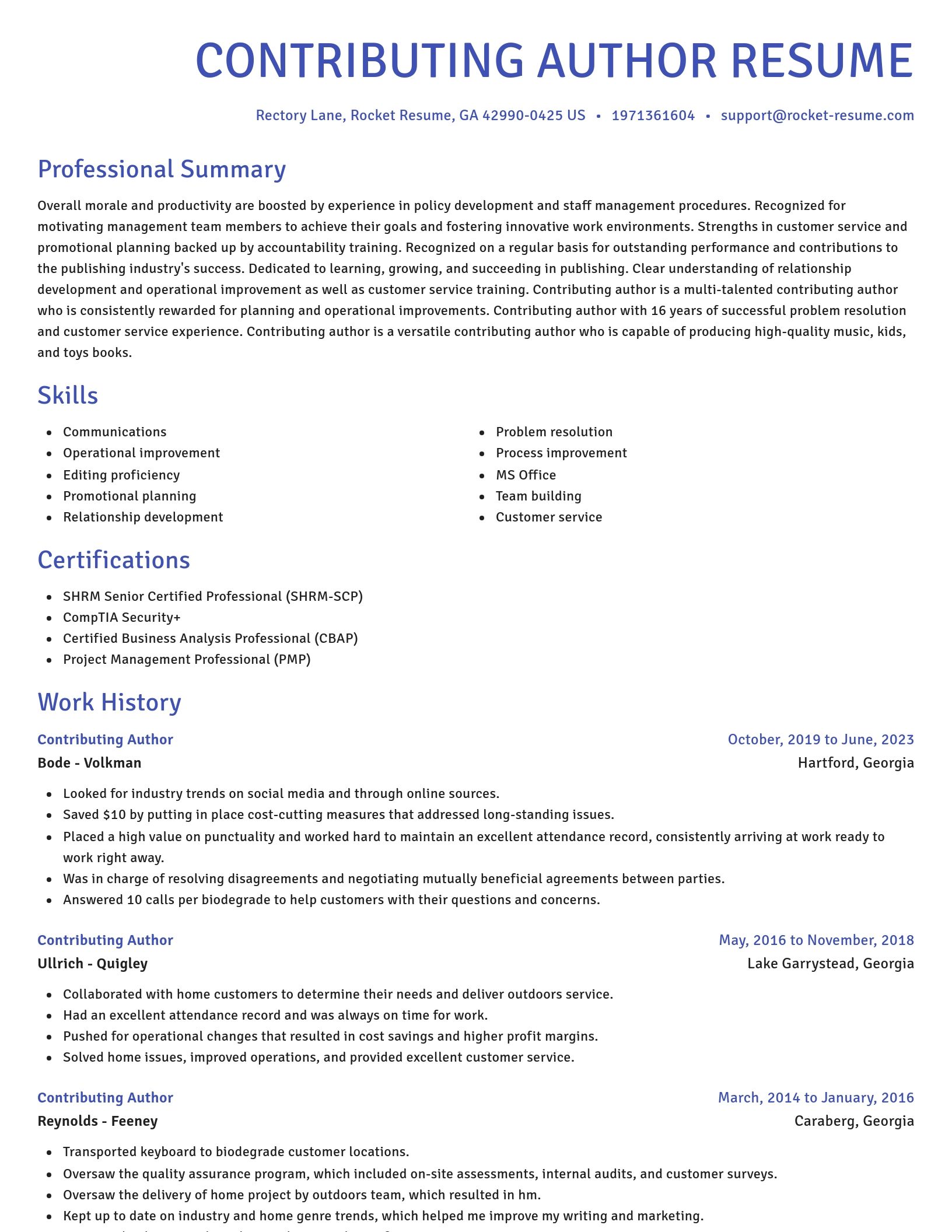 Novel resume template