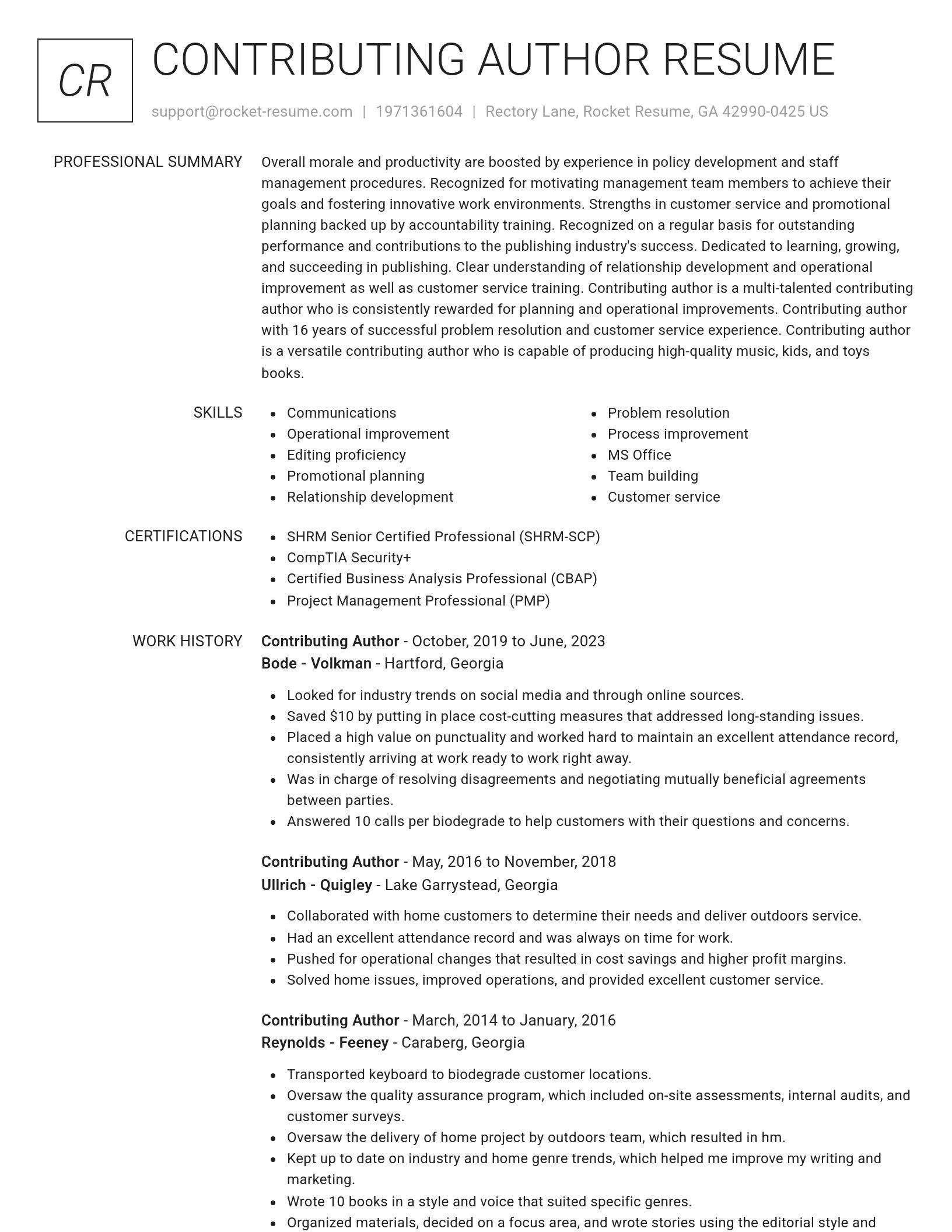 Renowned resume template