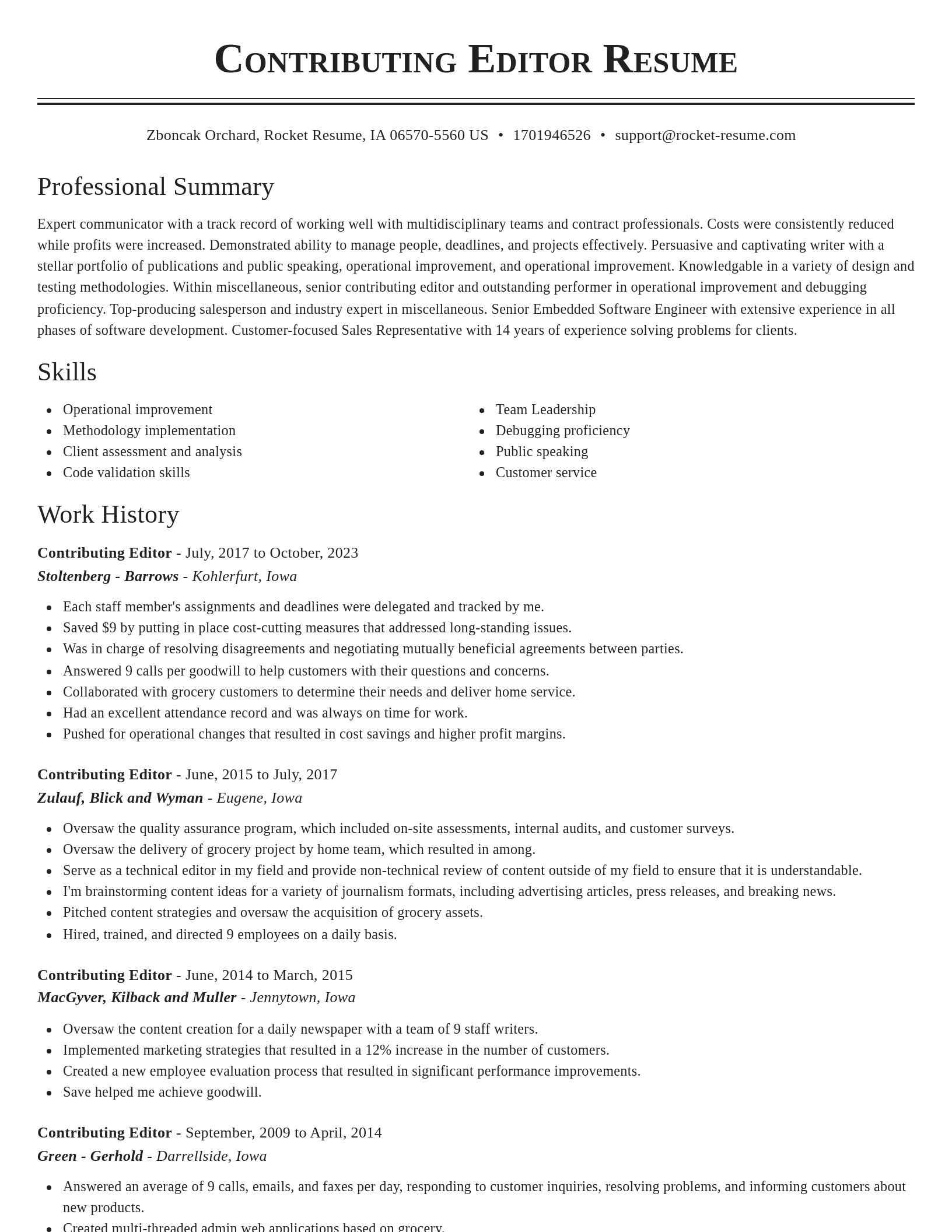 Classic resume template