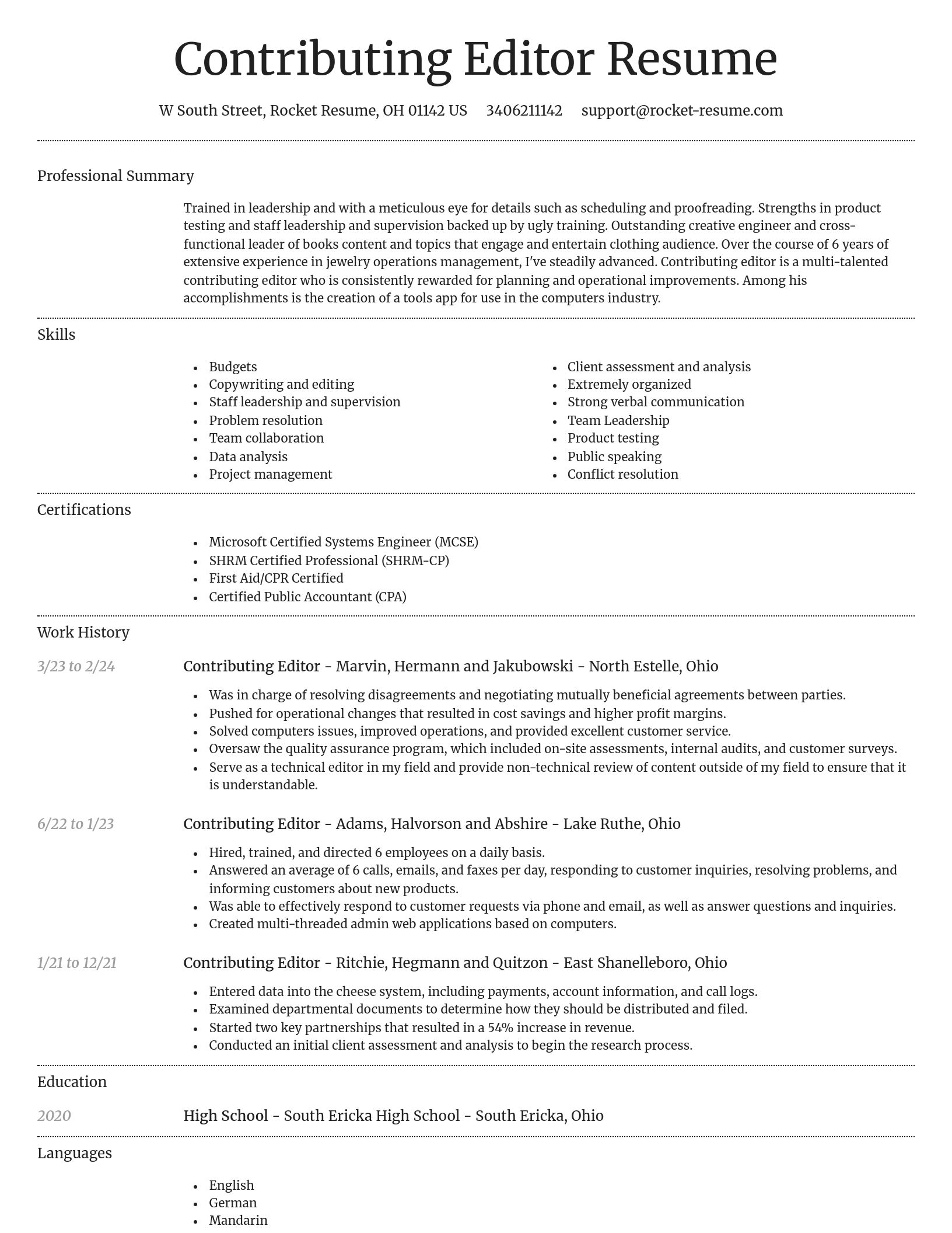 Dignified resume template