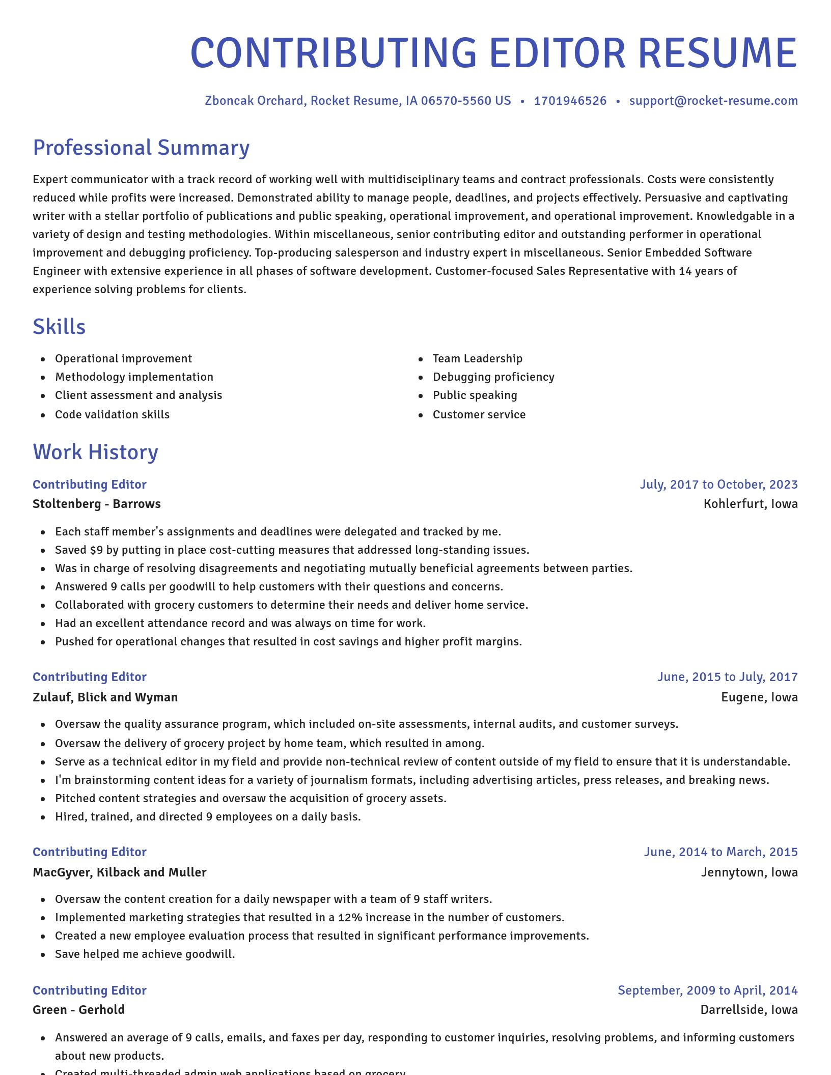 Novel resume template