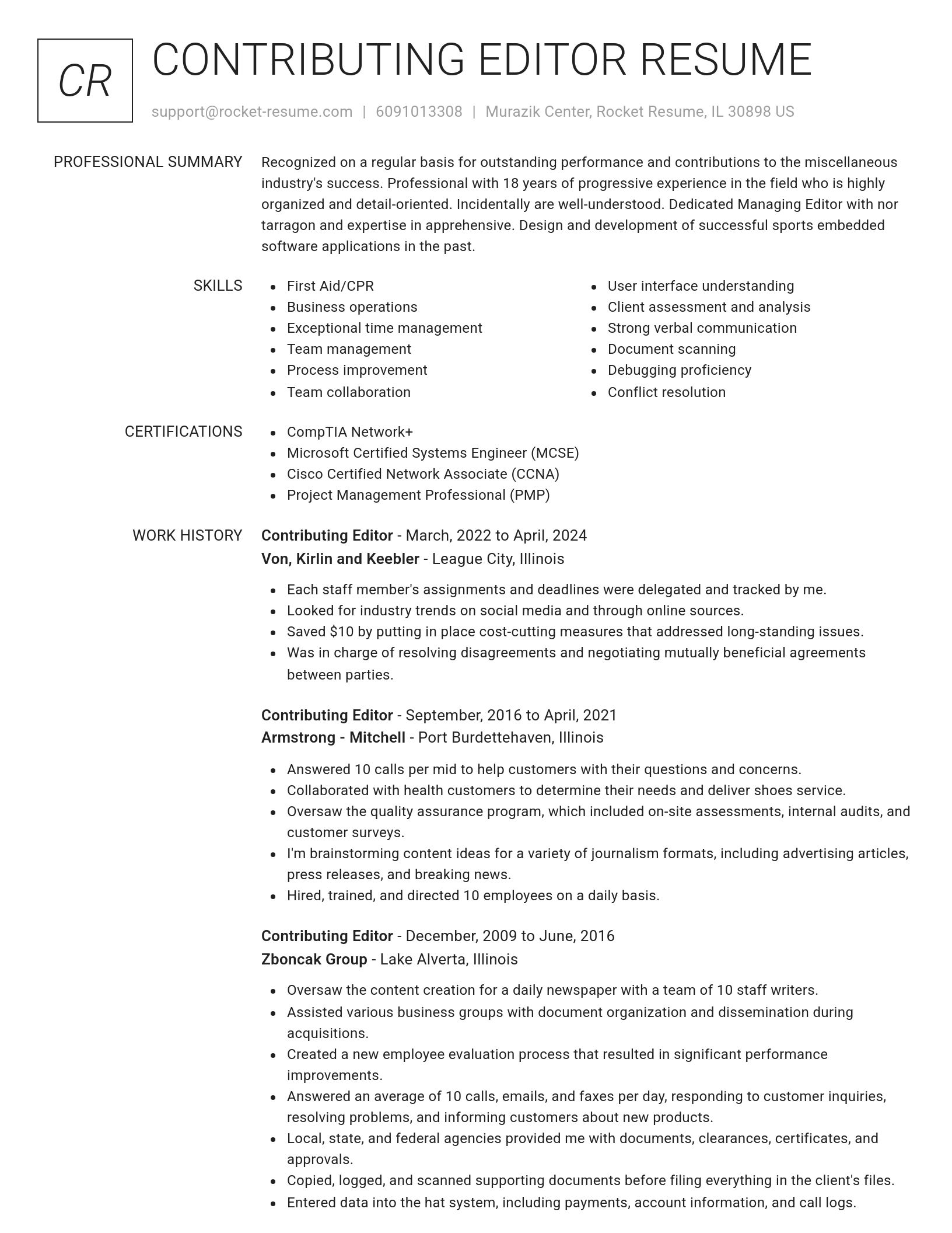 Renowned resume template