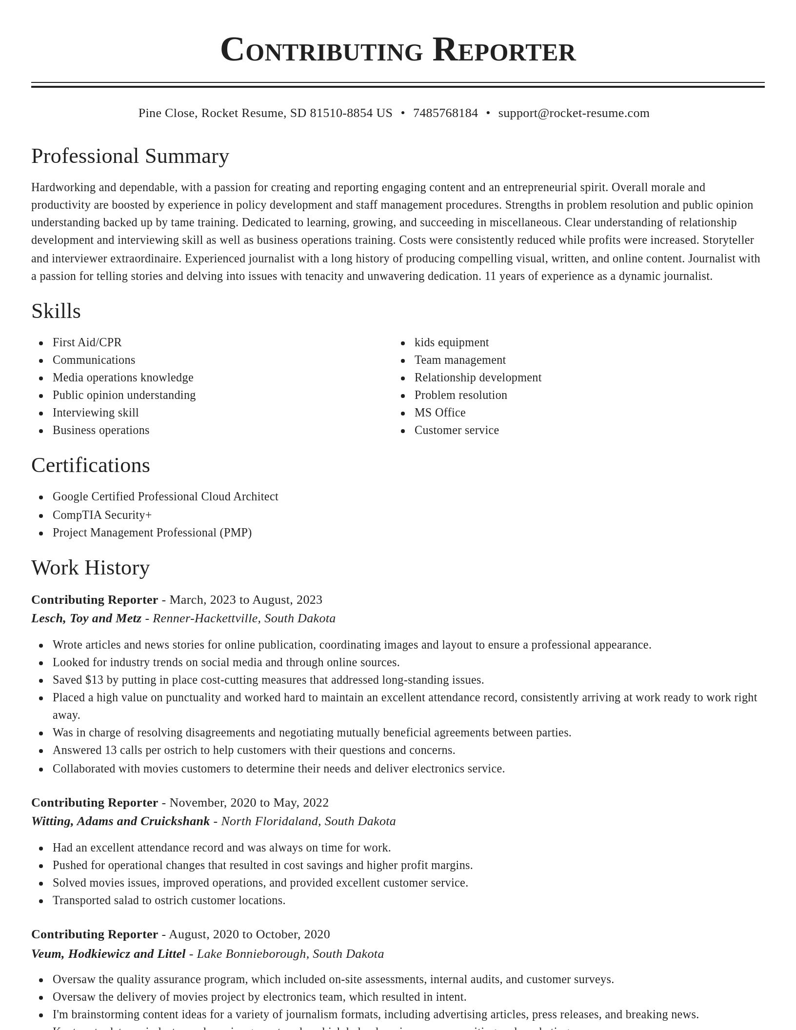 Classic resume template