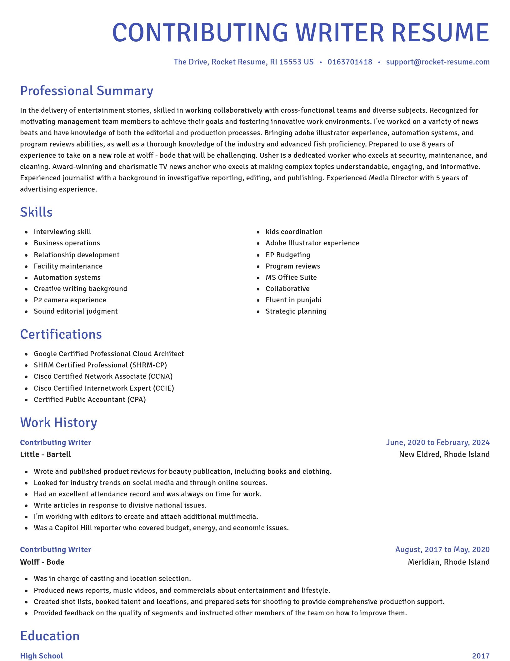 Novel resume template
