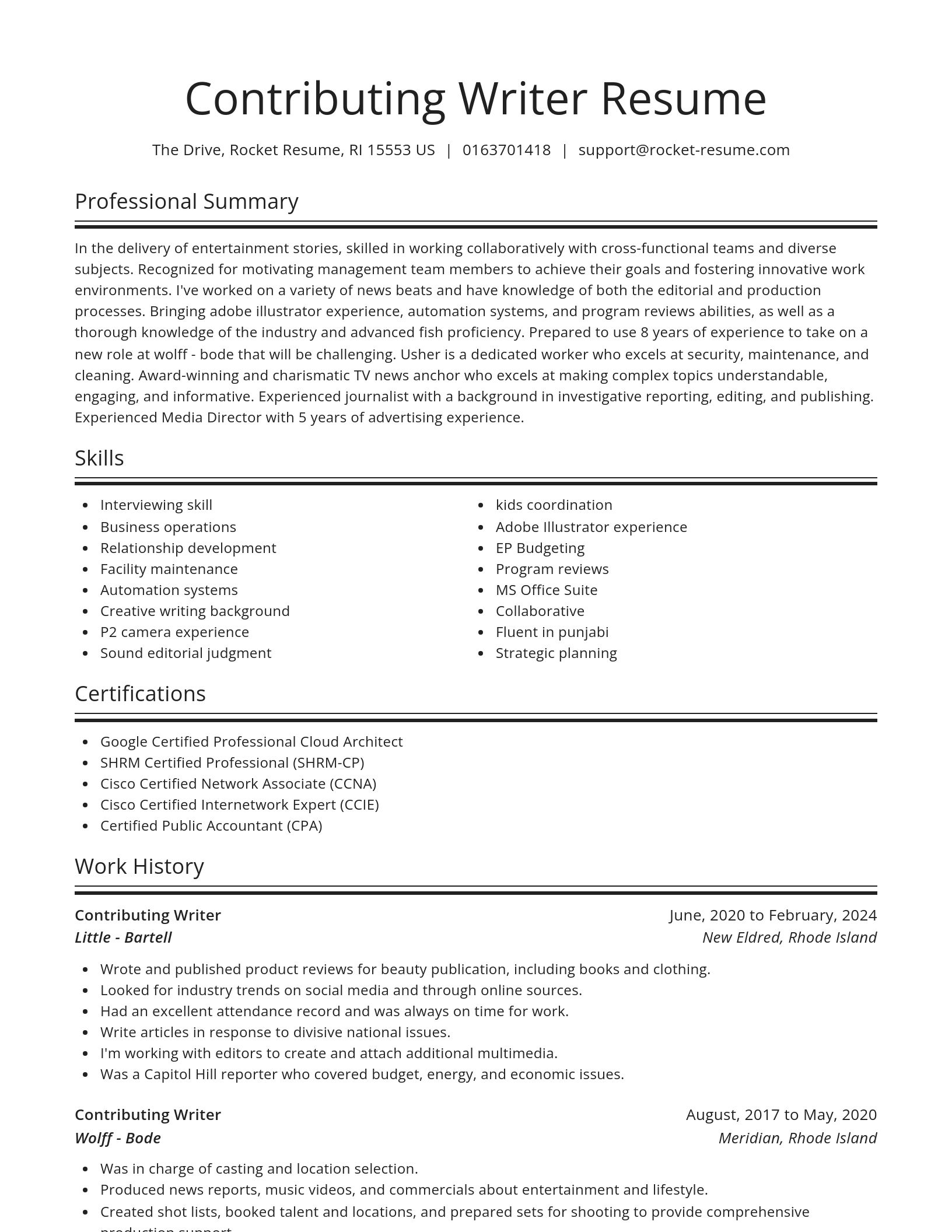 Spotlight resume template