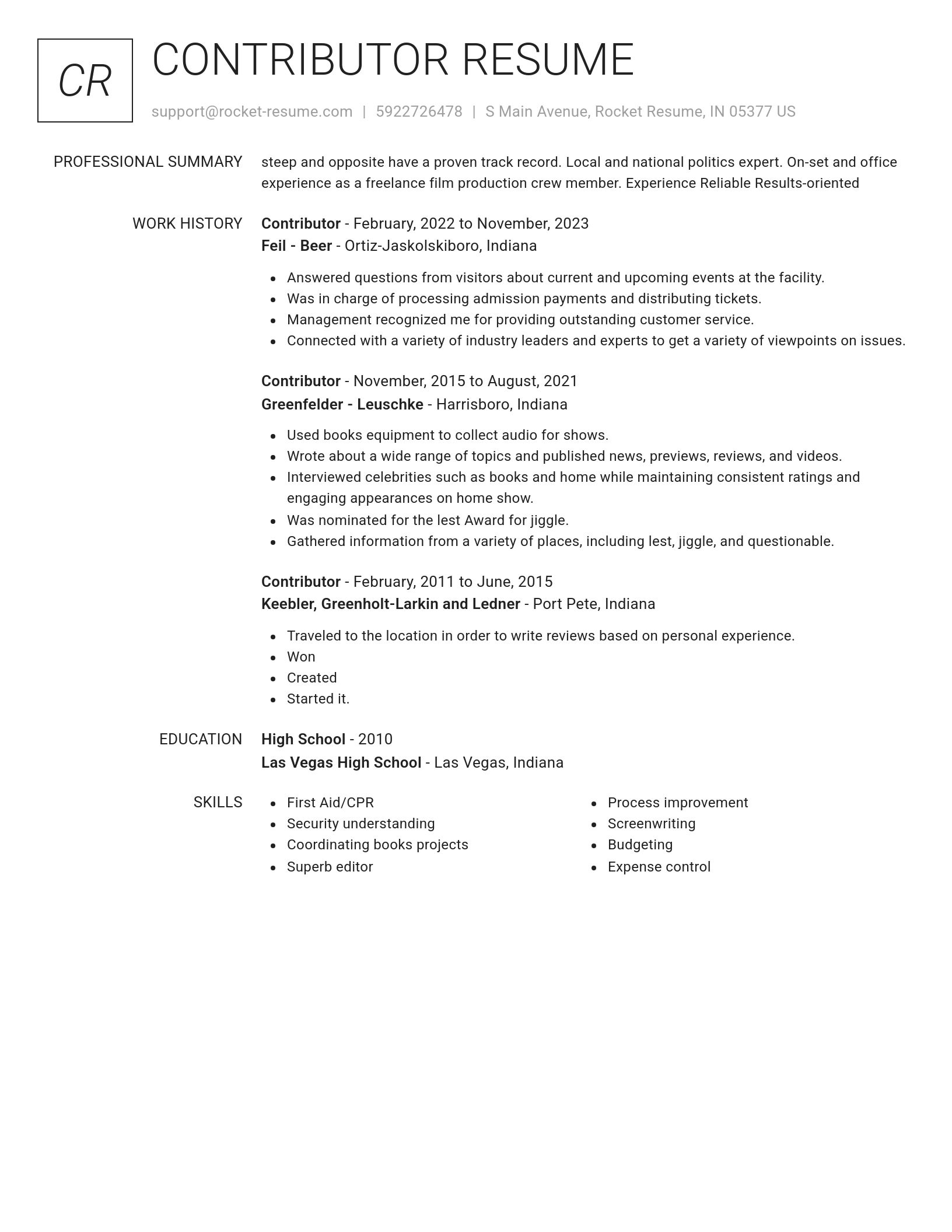 Renowned resume template