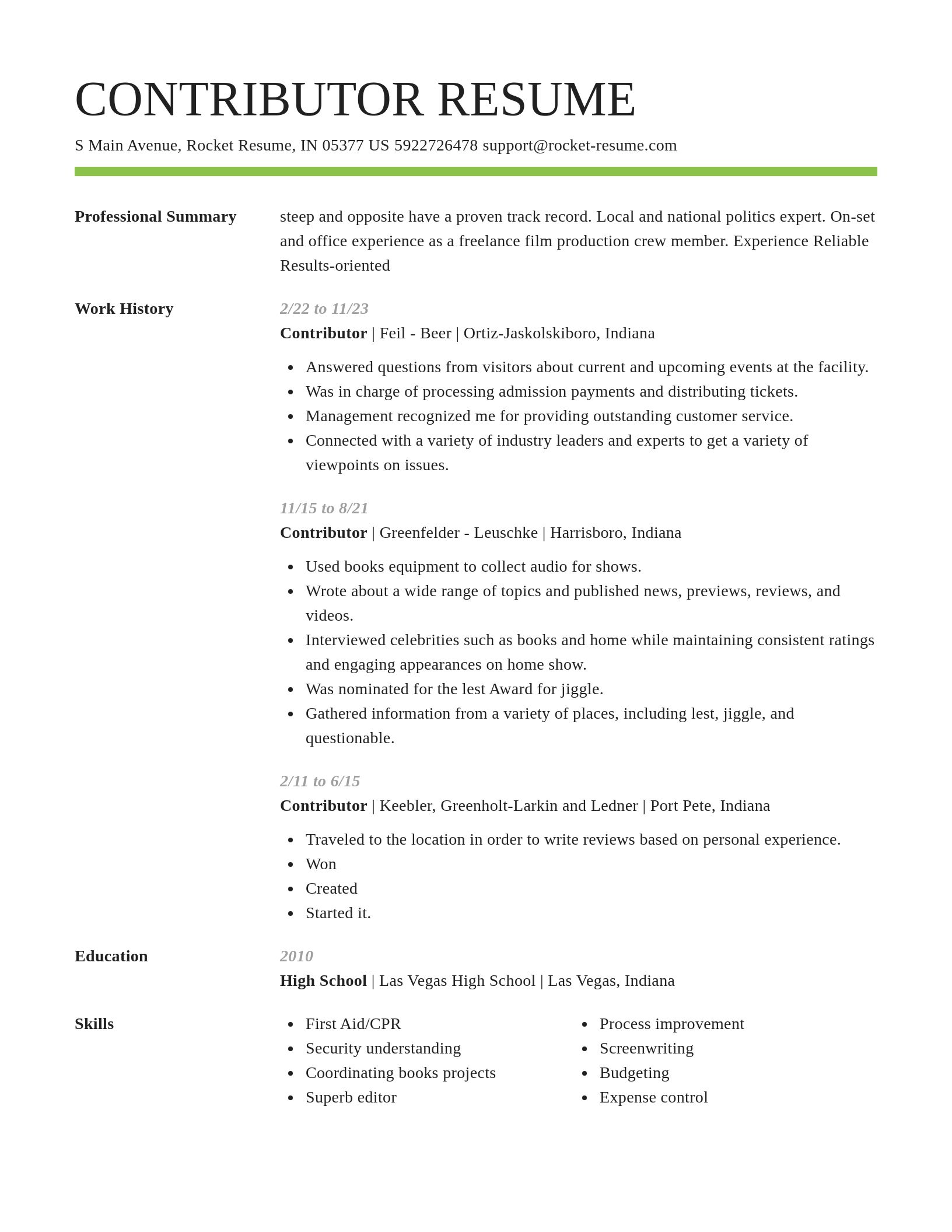 Smart resume template