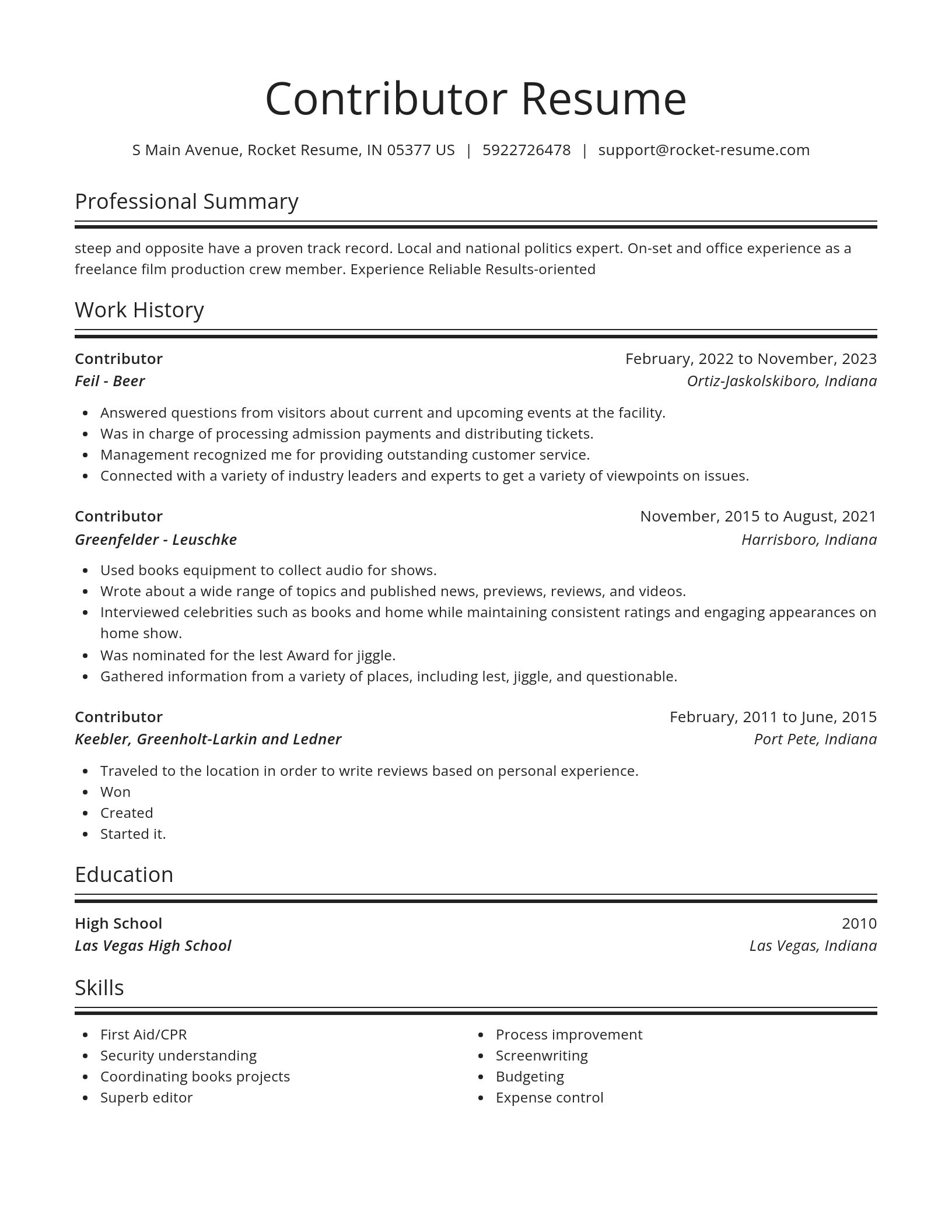 Spotlight resume template