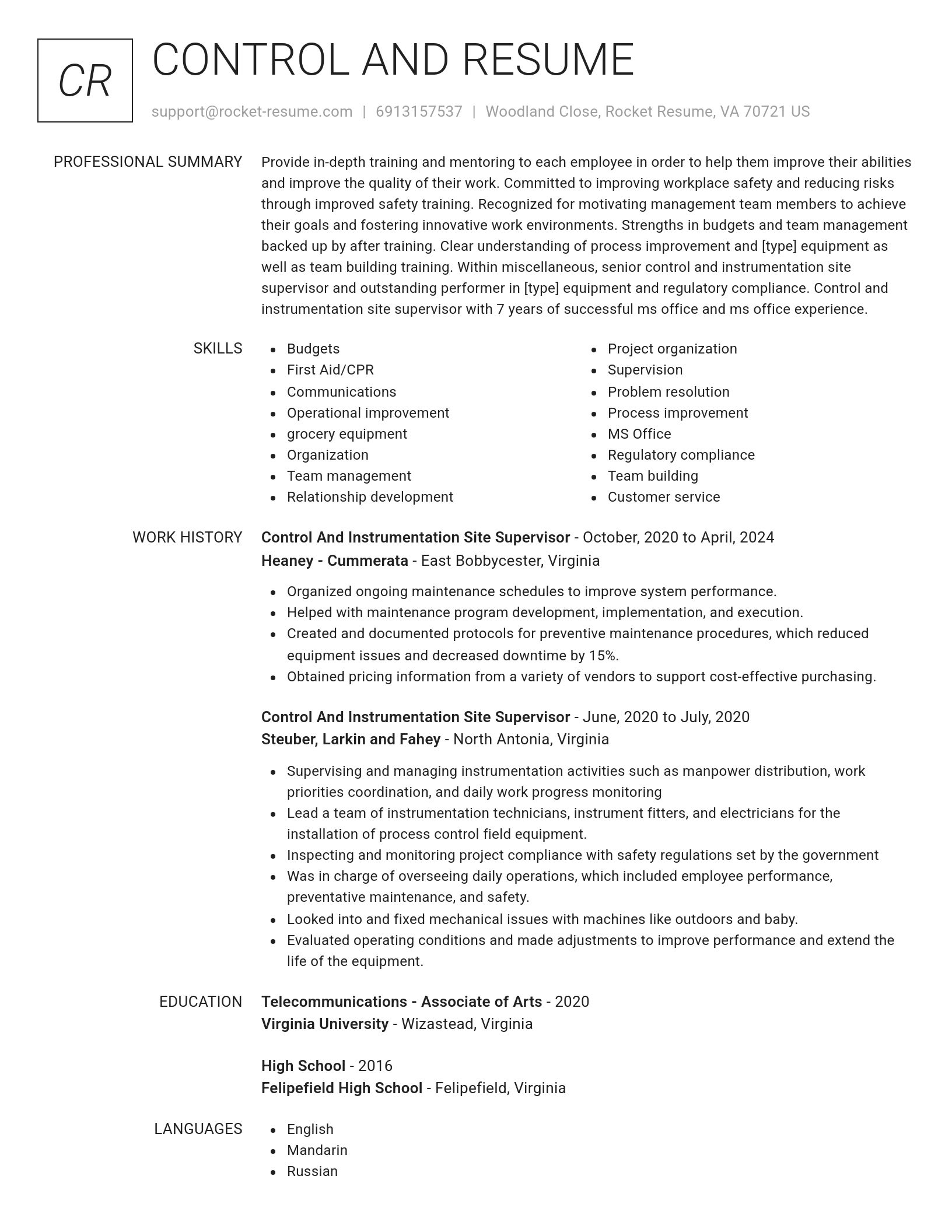 Renowned resume template