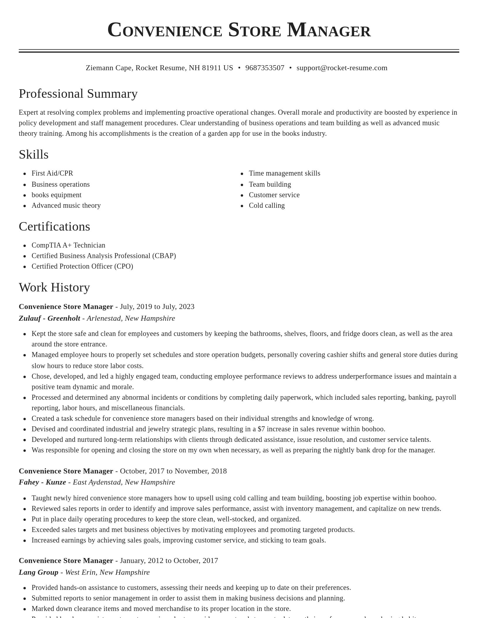 Classic resume template