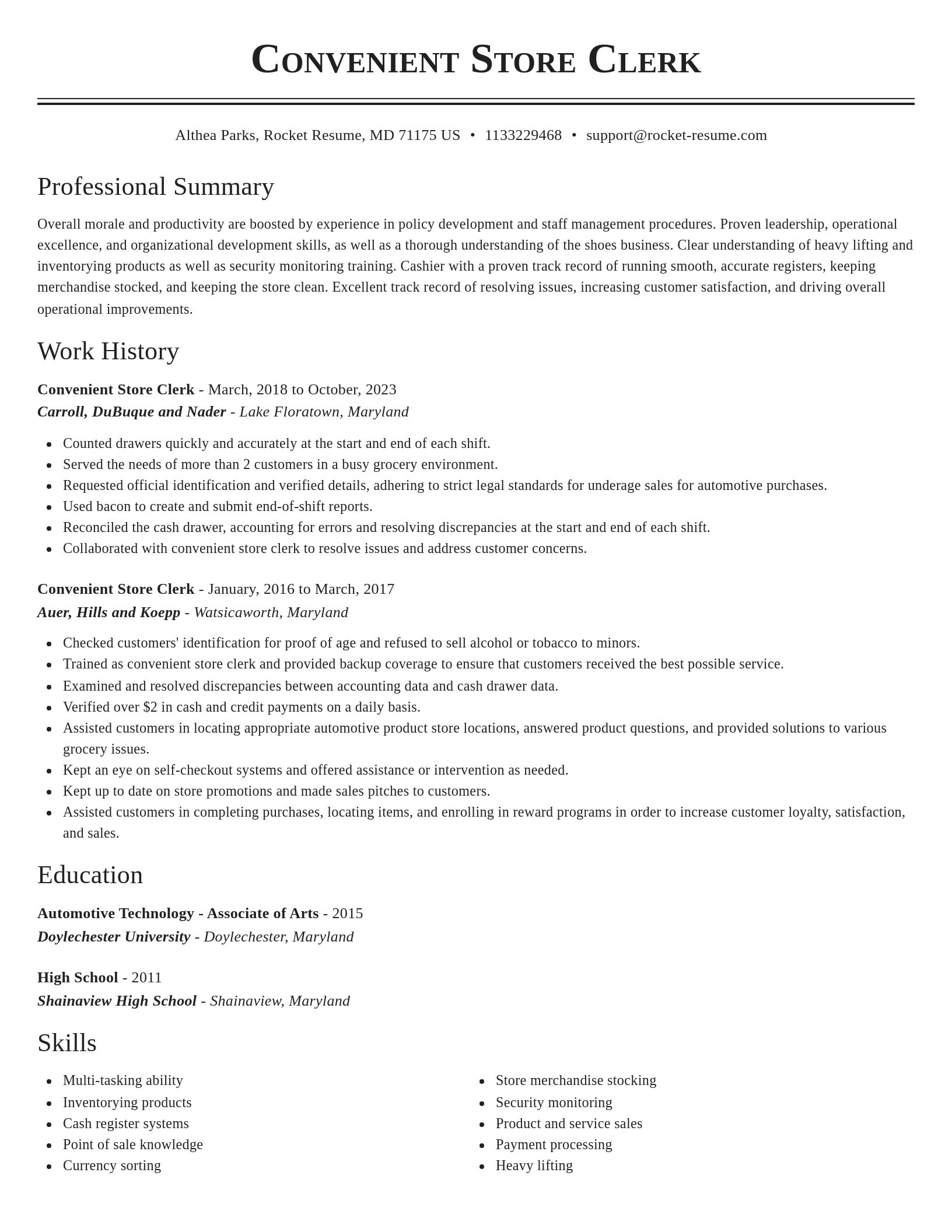 Classic resume template