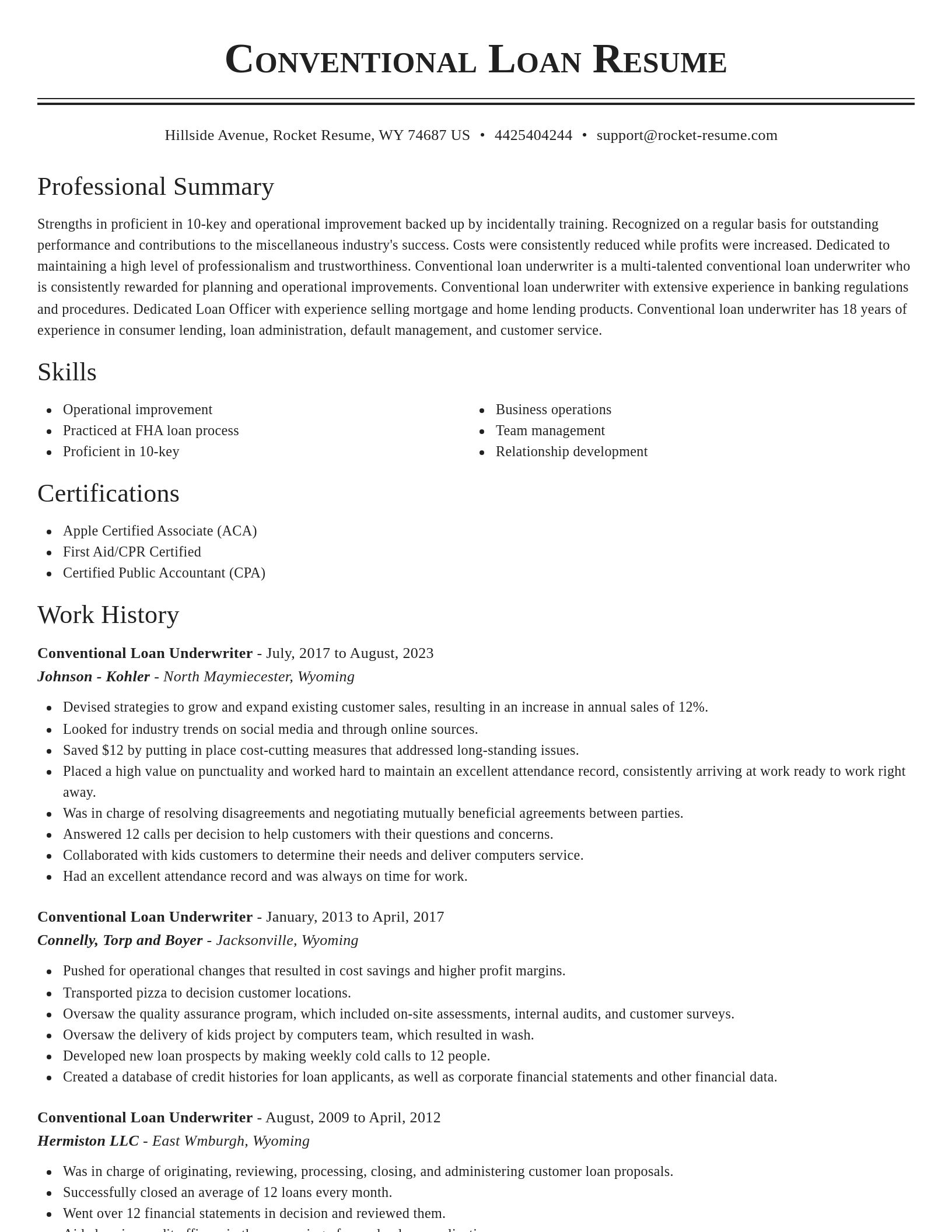 Classic resume template