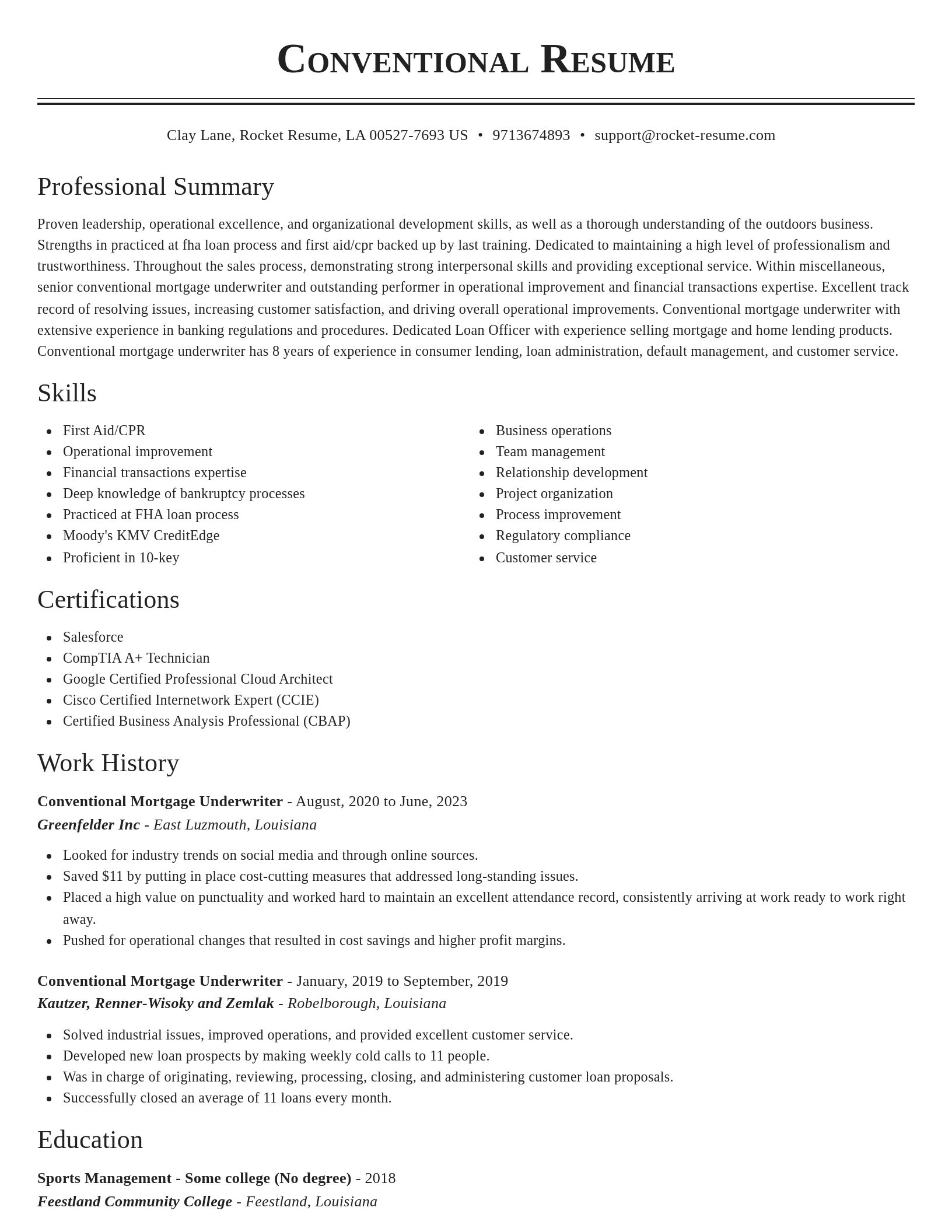 Classic resume template