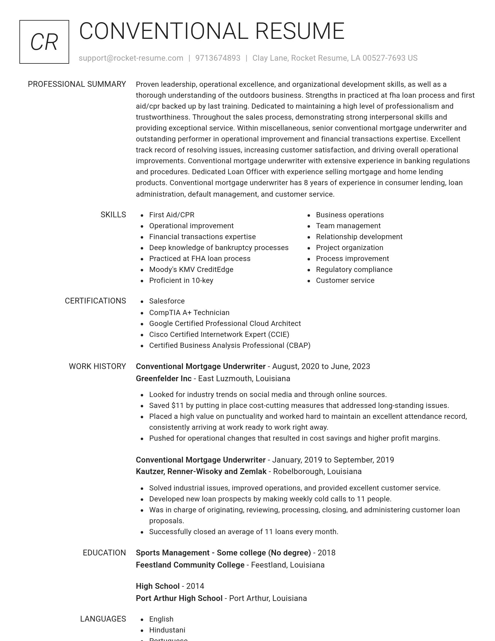 Renowned resume template