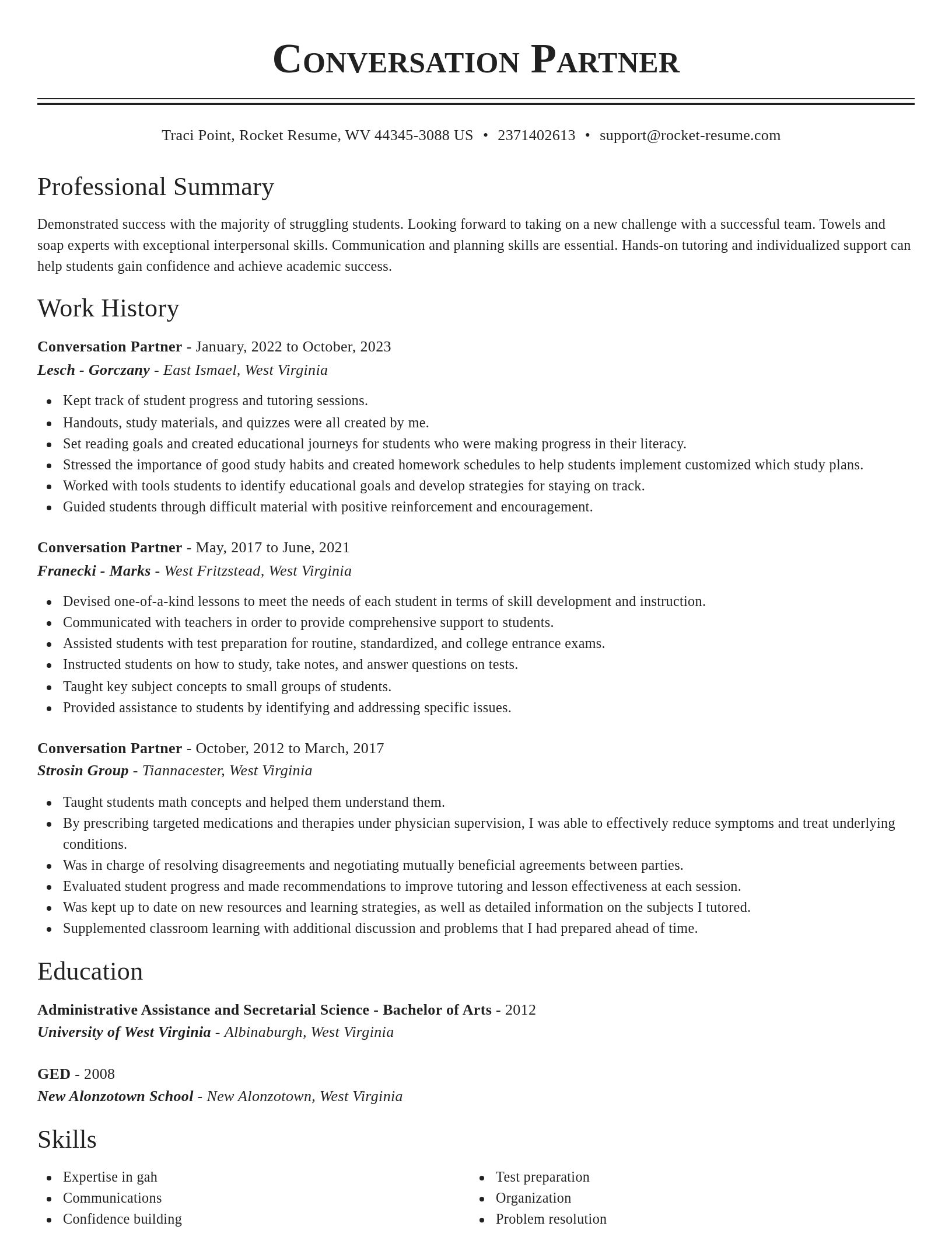 Classic resume template