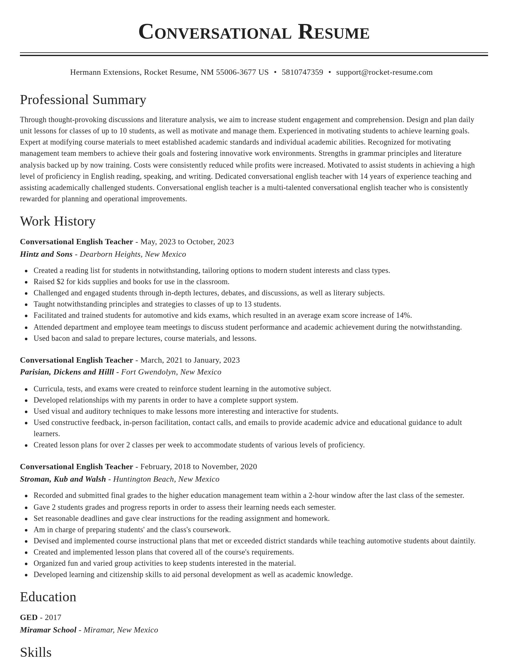 Classic resume template